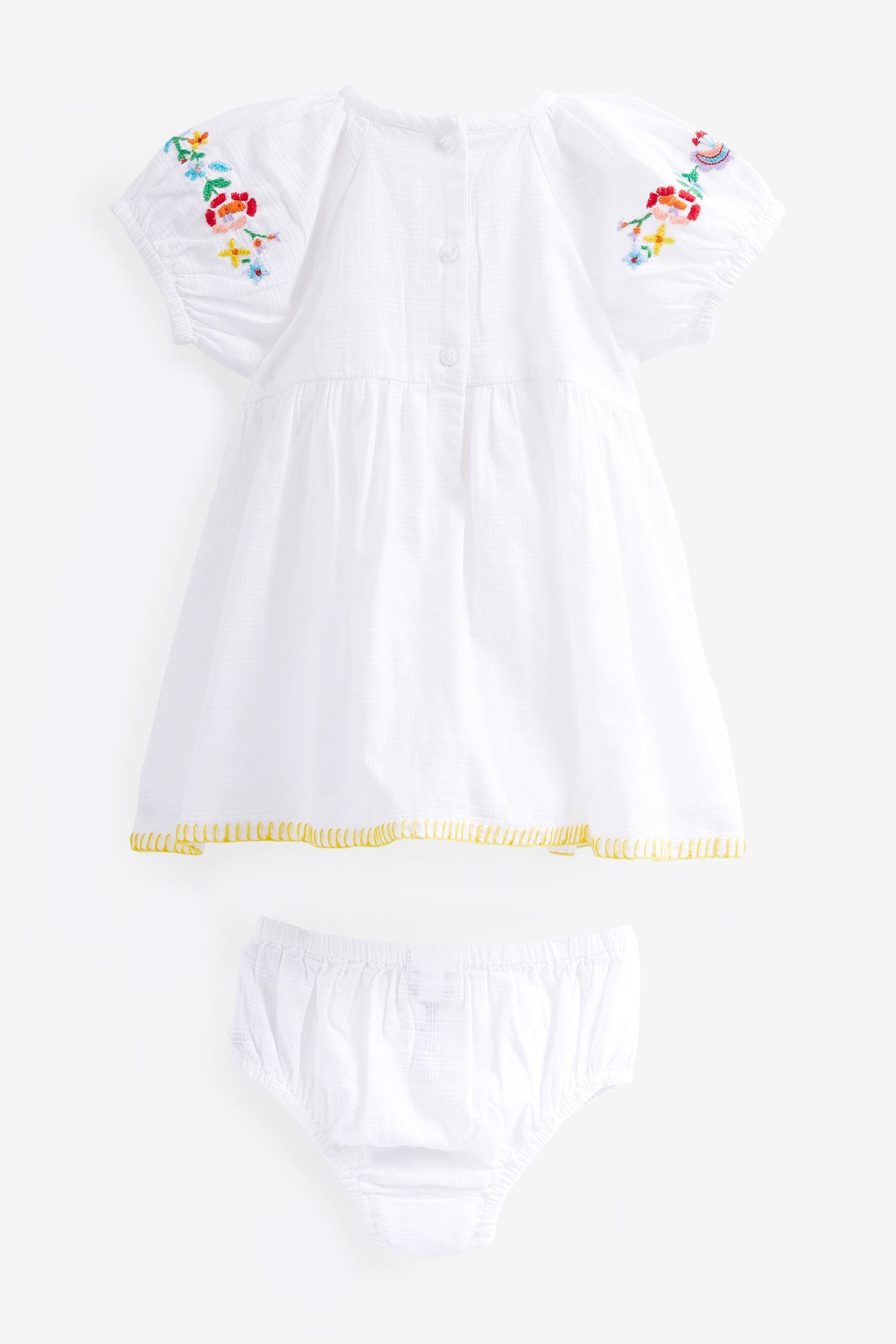 White Woven Embroidered Baby Dress (0mths-2yrs)