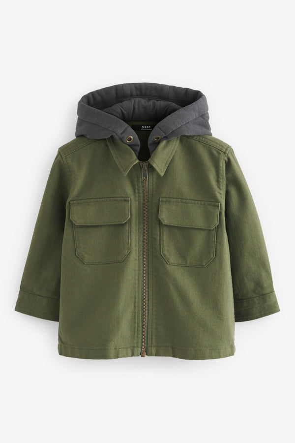 Khaki Green Overshirt with Hood (3mths-7yrs)