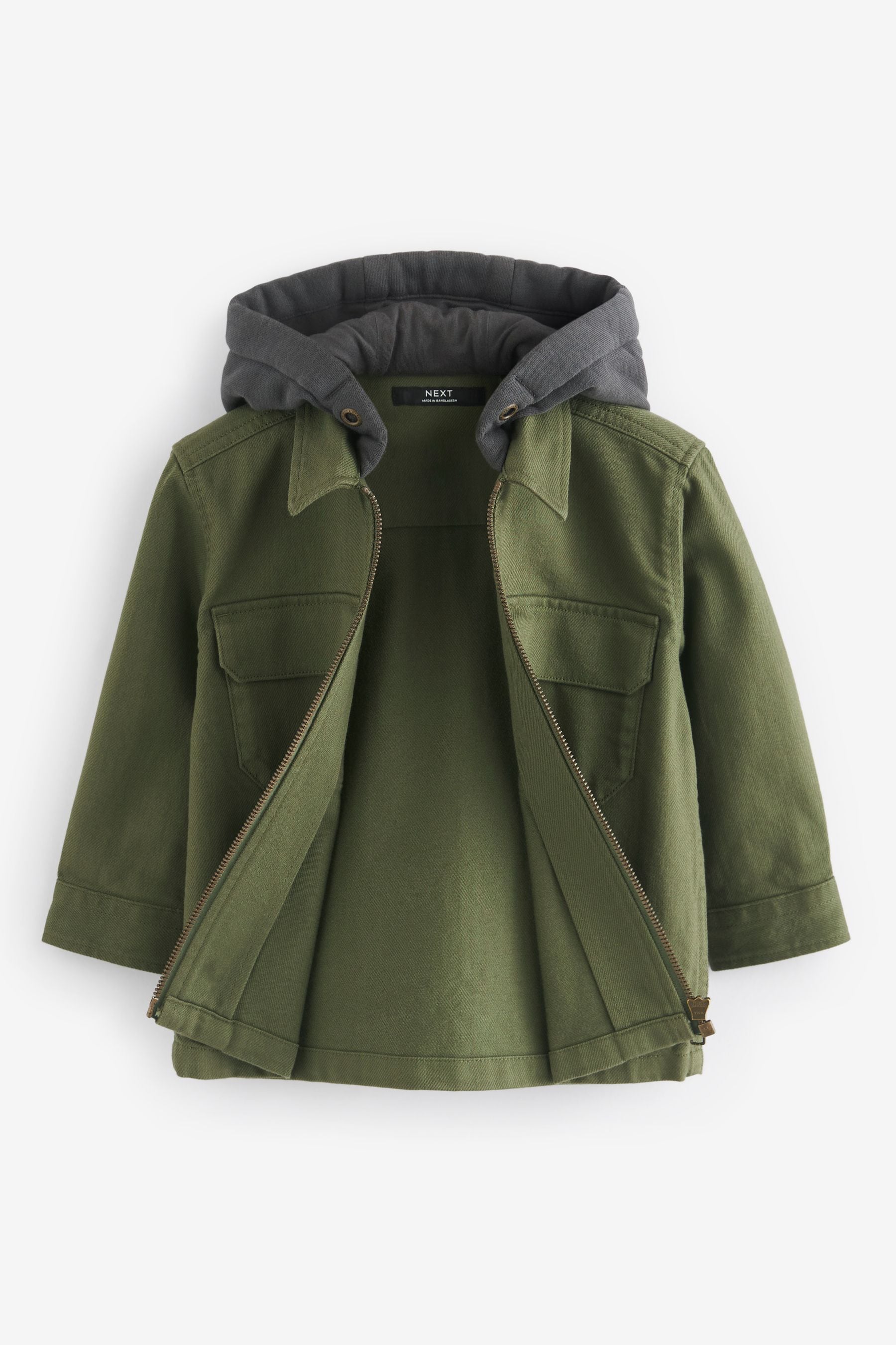 Khaki Green Overshirt with Hood (3mths-7yrs)