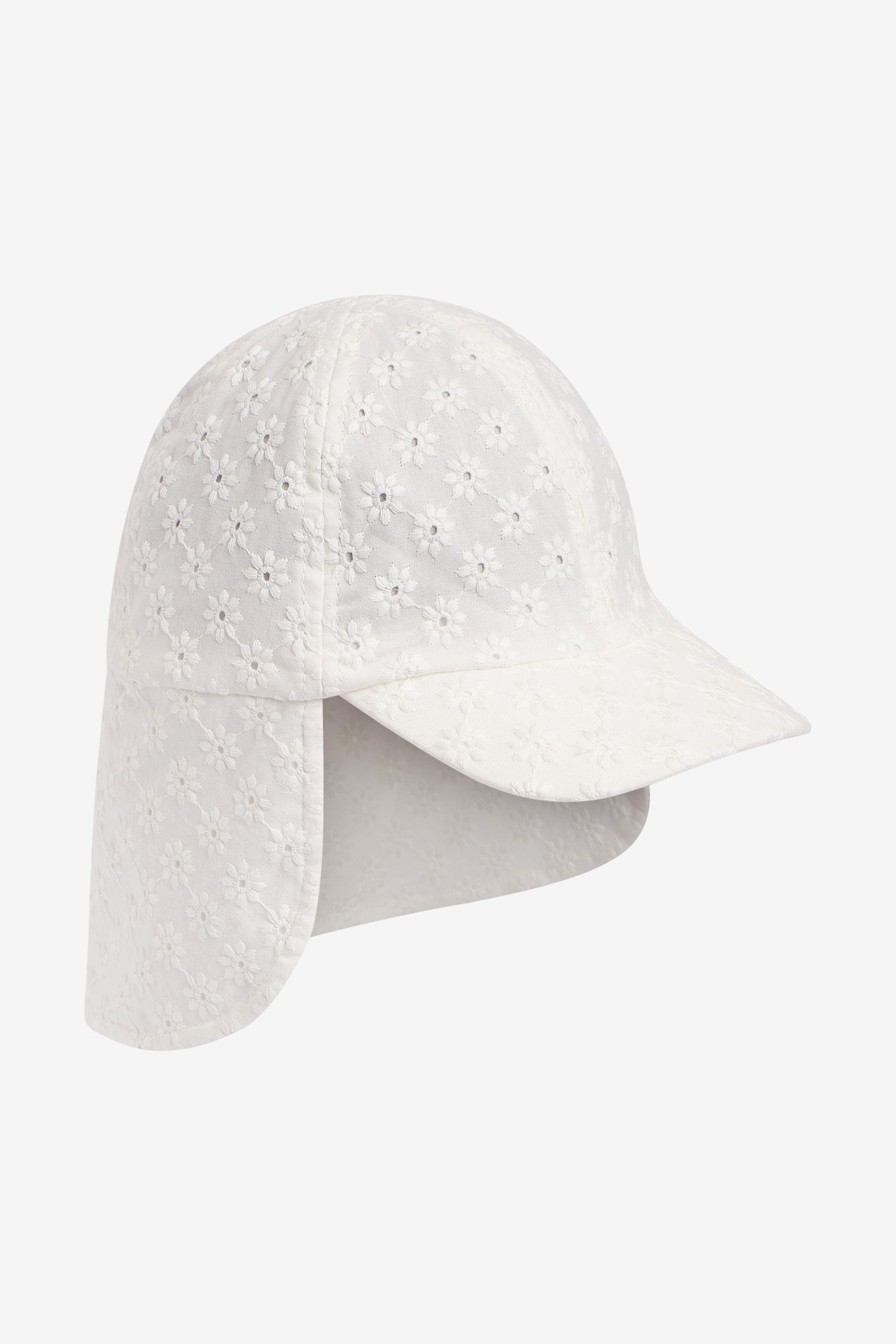 White Broderie Cotton Legionnaire Cap (3mths-10yrs)