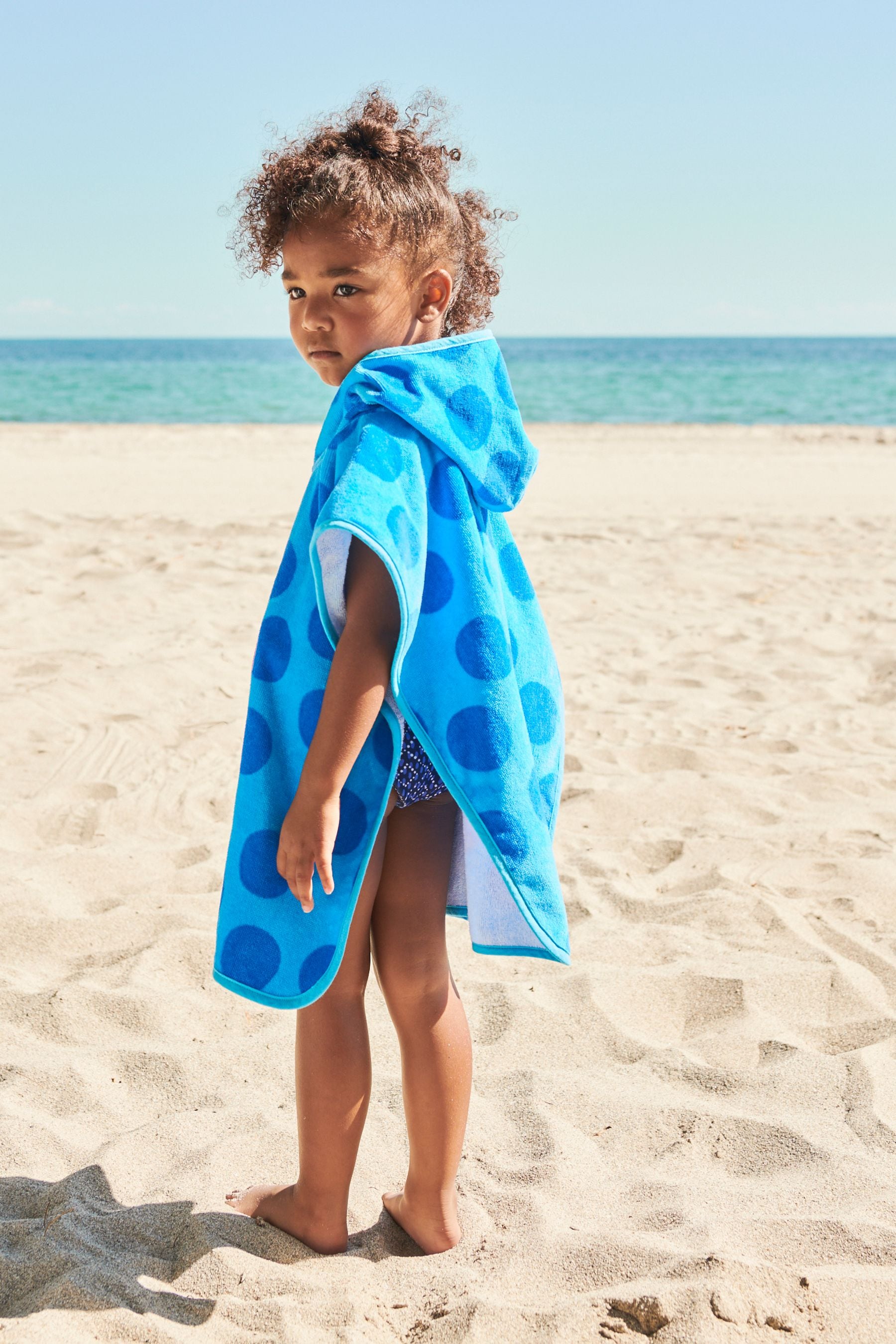 Blue Daisy Towelling Poncho