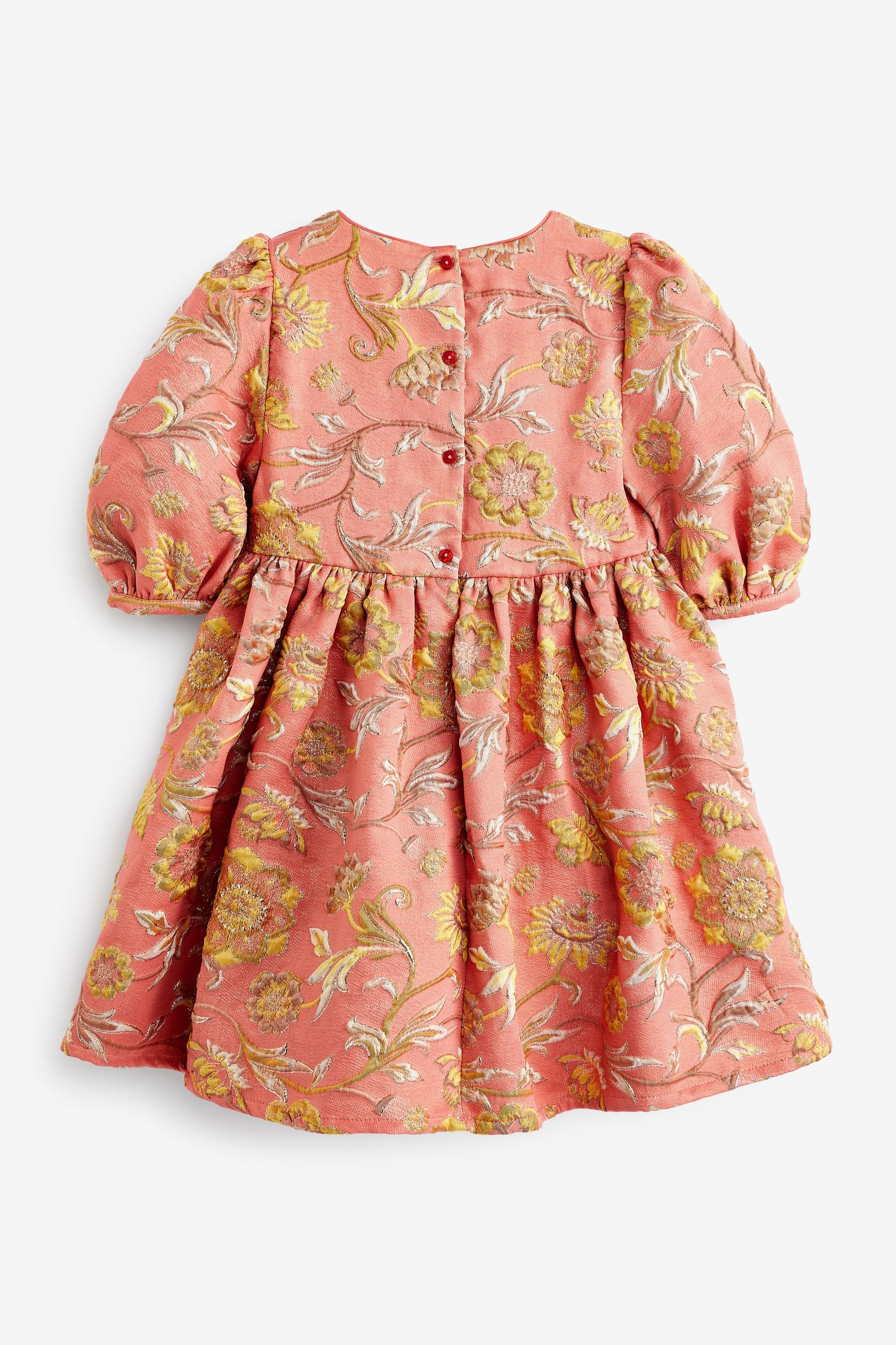 Peach Orange/Pink Jacquard Party Dress (12mths-8yrs)