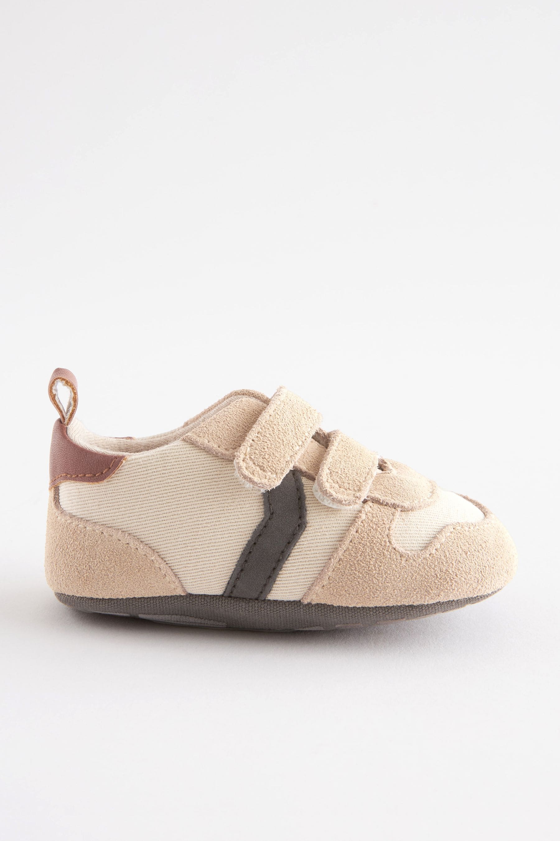 Stone Natural Touch Fastening  Baby Pram Trainers (0-24mths)