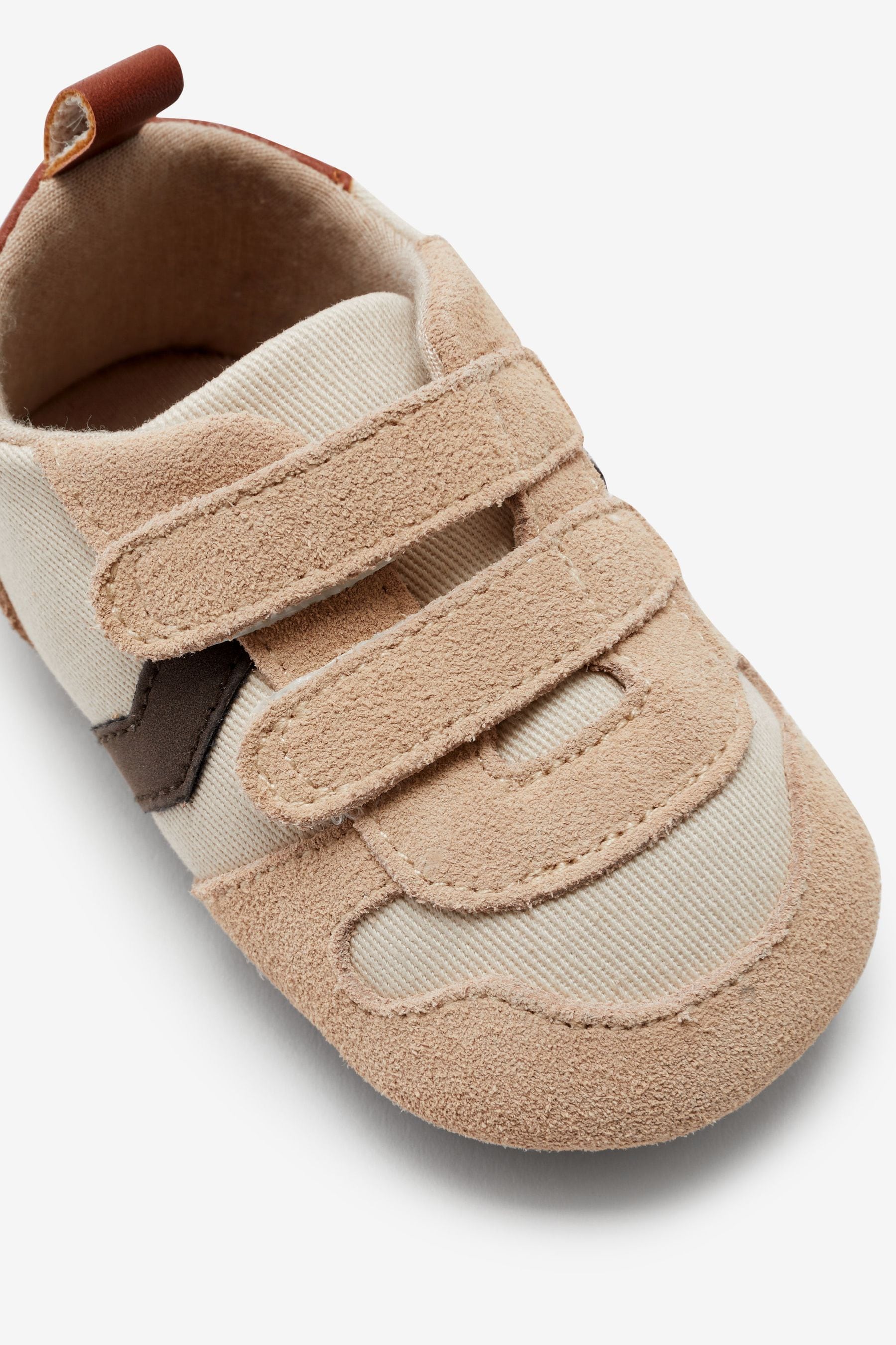 Stone Natural Touch Fastening  Baby Pram Trainers (0-24mths)