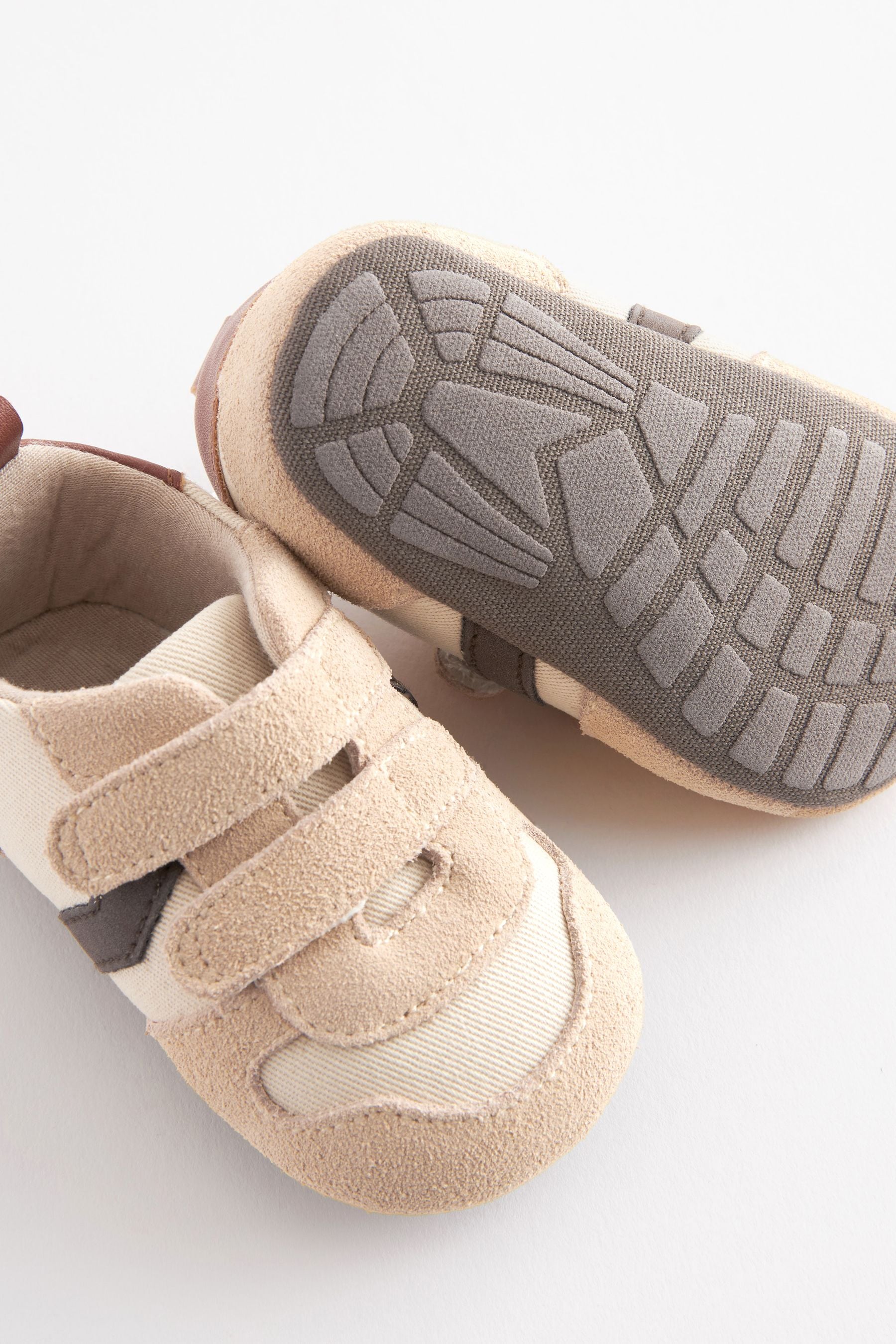 Stone Natural Touch Fastening  Baby Pram Trainers (0-24mths)