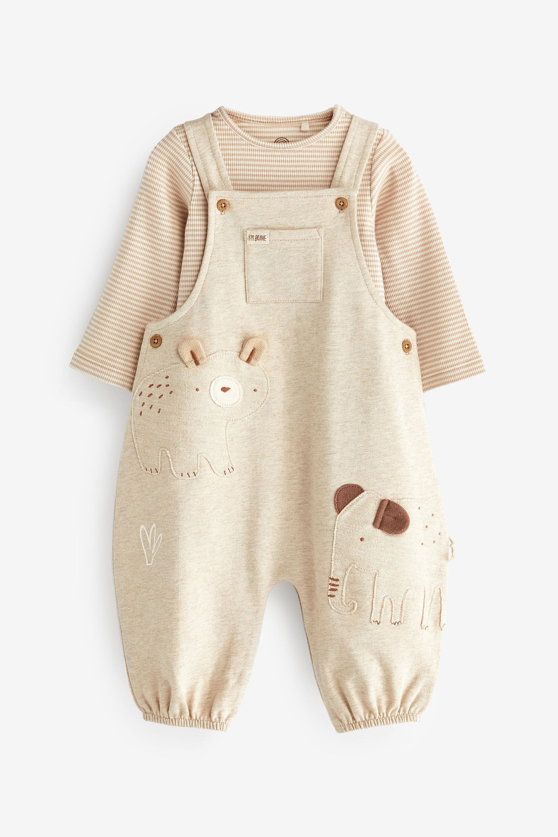 Neutral Character Appliqu?©?©?© Jersey Baby Dungarees And Bodysuit (0mths-2yrs)