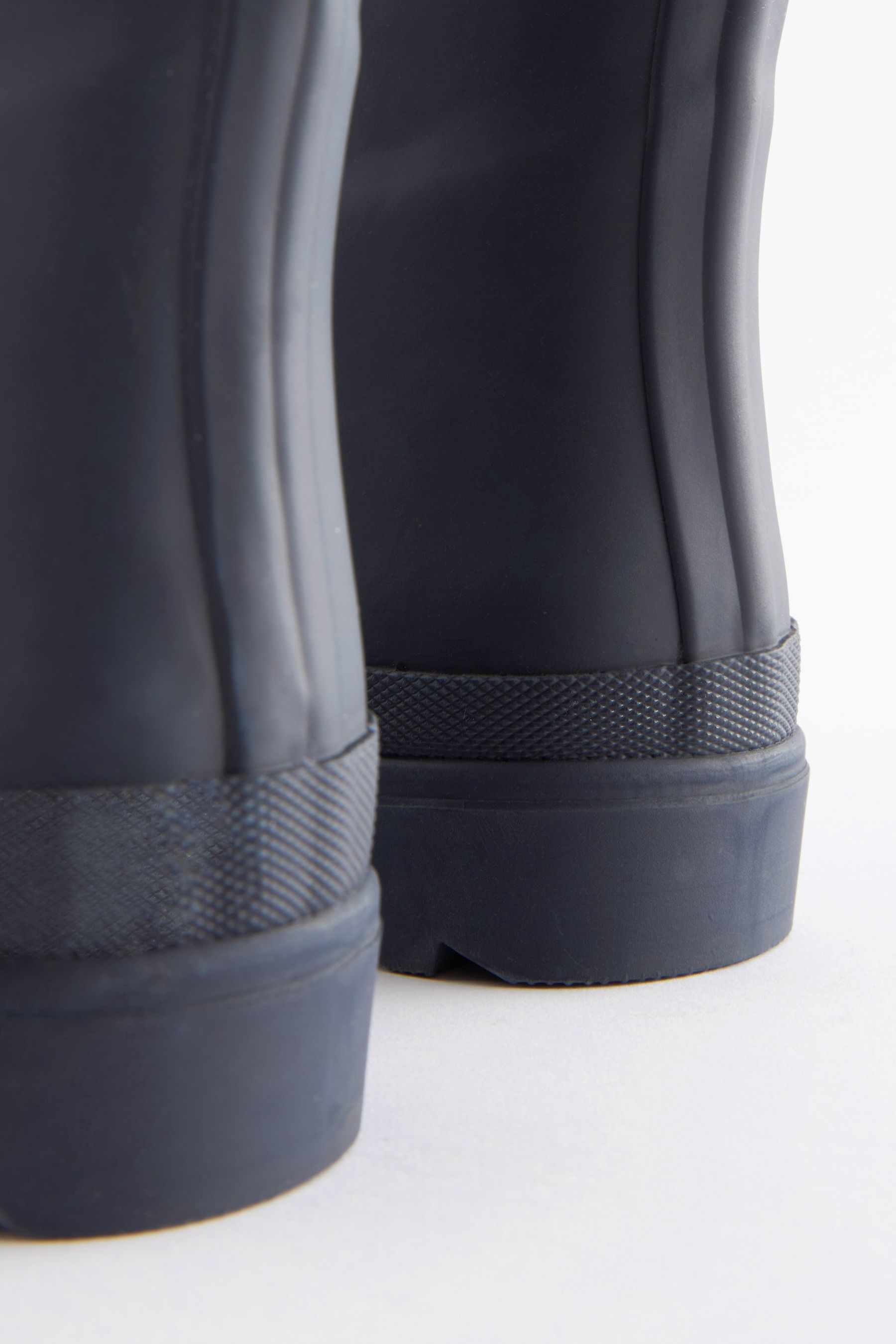 Navy Check Lined Buckle Wellies