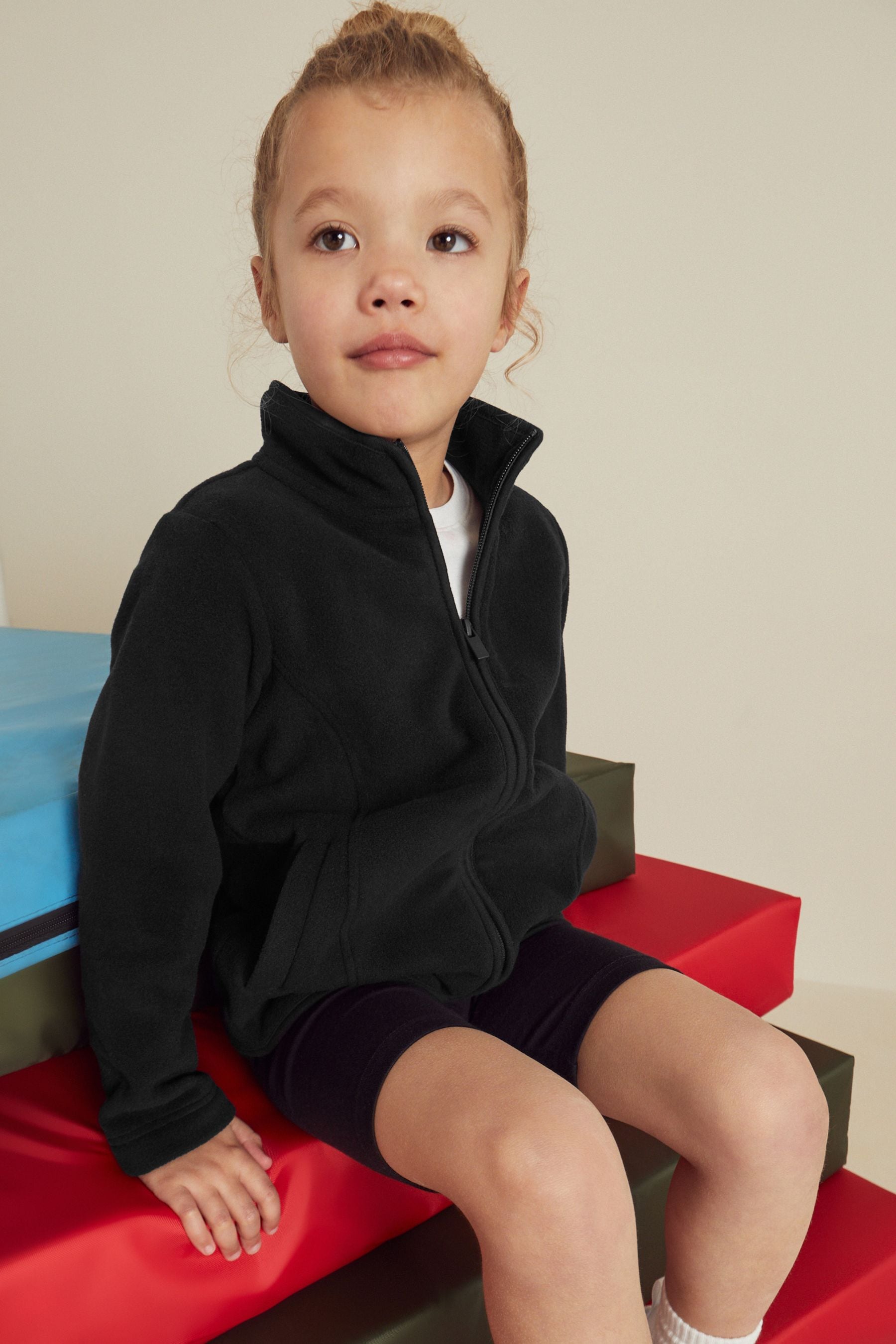 Black Zip-Up Fleece Jacket With Pockets (3-16yrs)