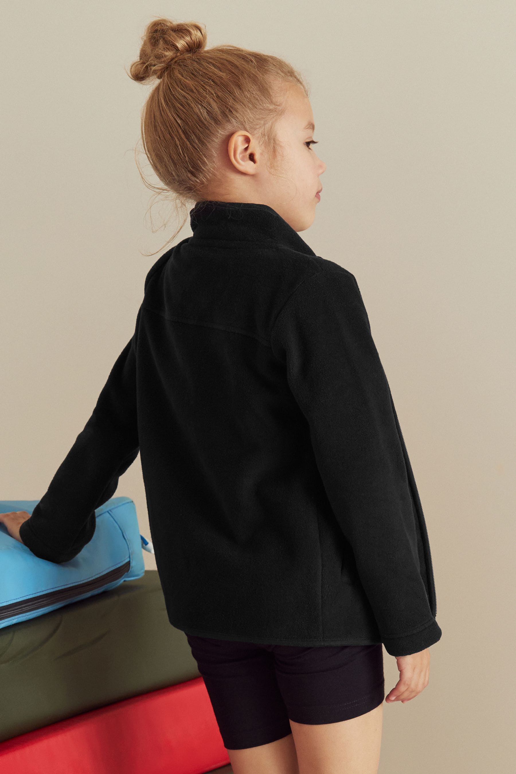 Black Zip-Up Fleece Jacket With Pockets (3-16yrs)