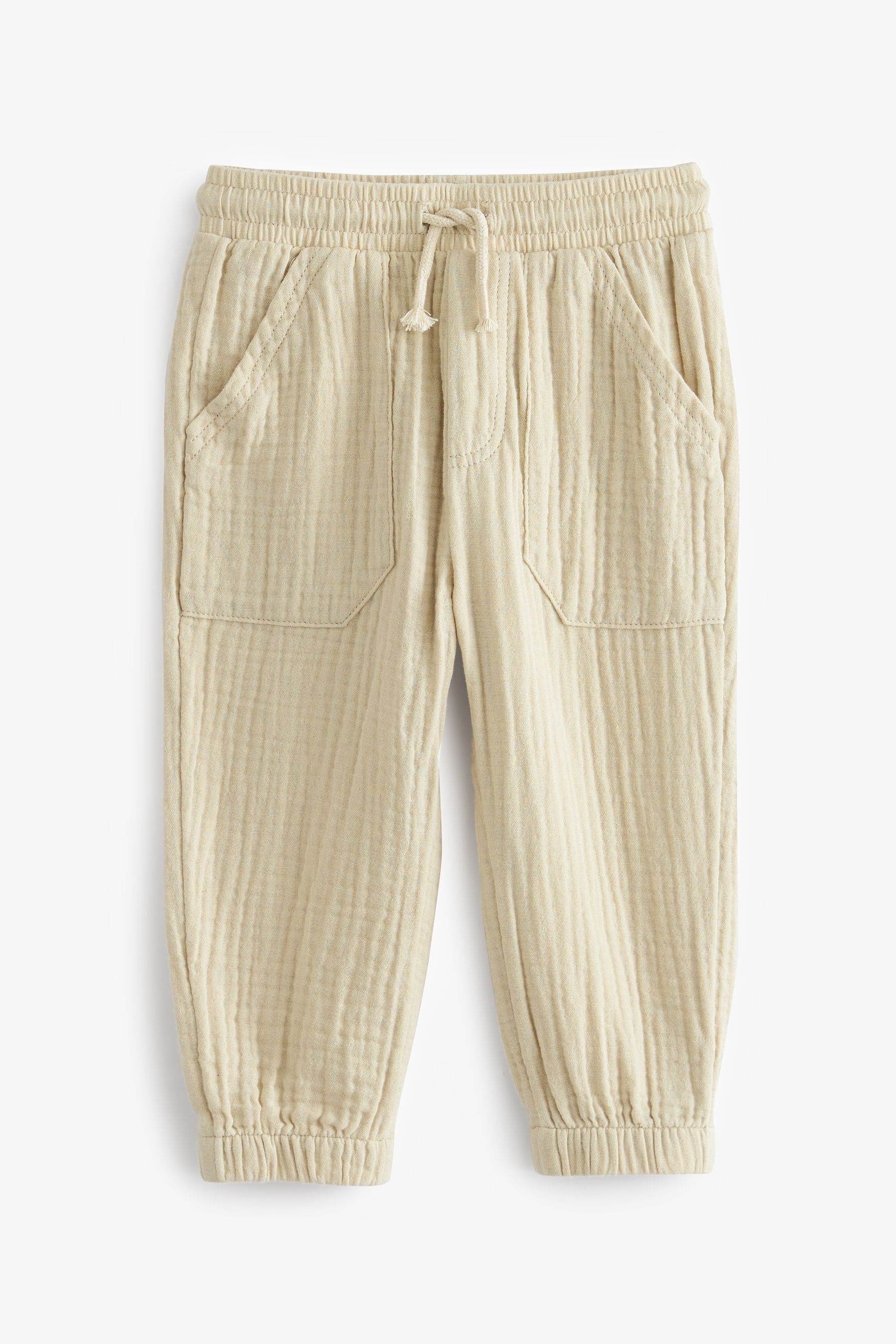 Ecru Cream Soft Textured Cotton Trousers (3mths-7yrs)