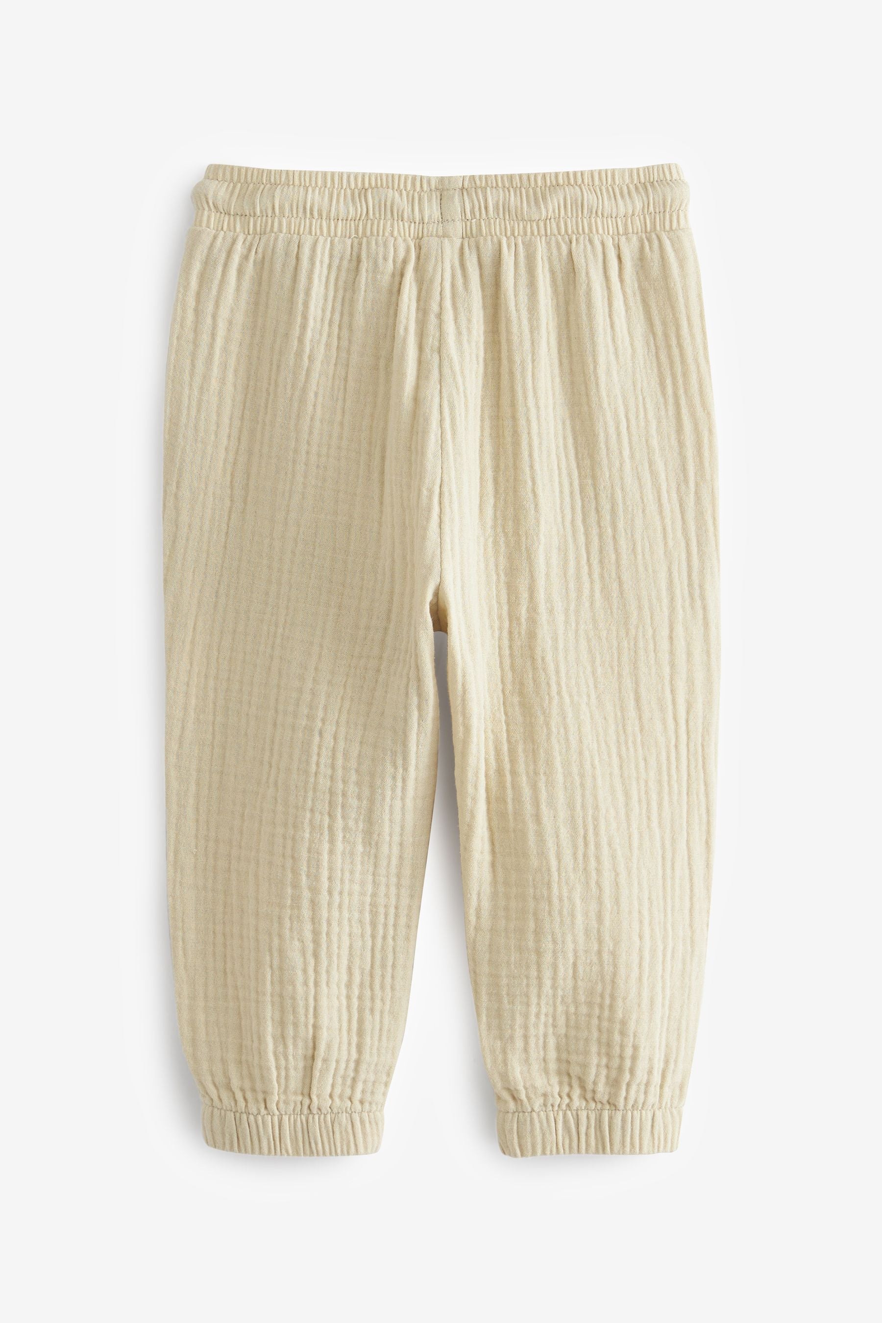 Ecru Cream Soft Textured Cotton Trousers (3mths-7yrs)