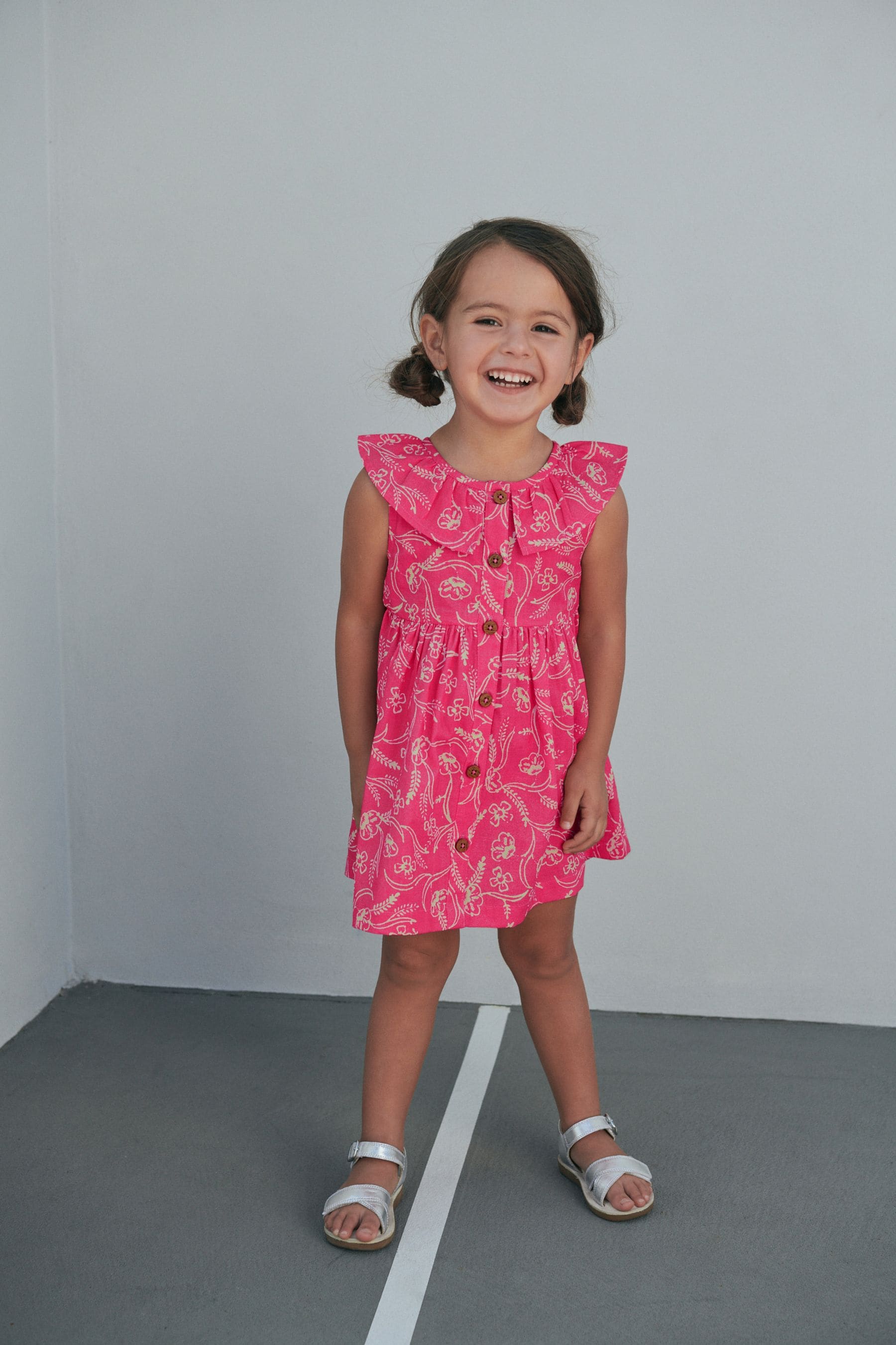 Pink Floral Ruffle Collar Dress (3mths-8yrs)