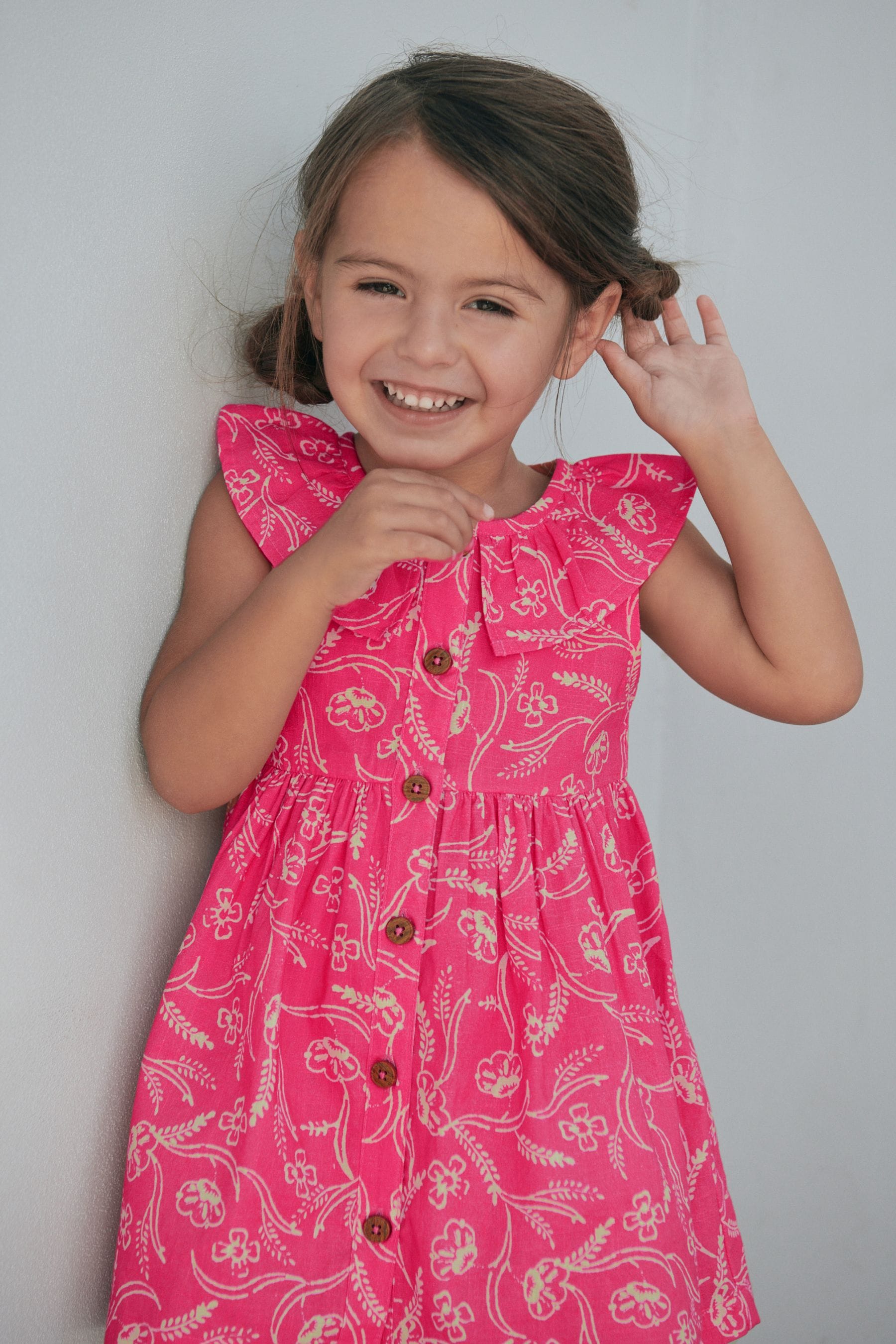 Pink Floral Ruffle Collar Dress (3mths-8yrs)