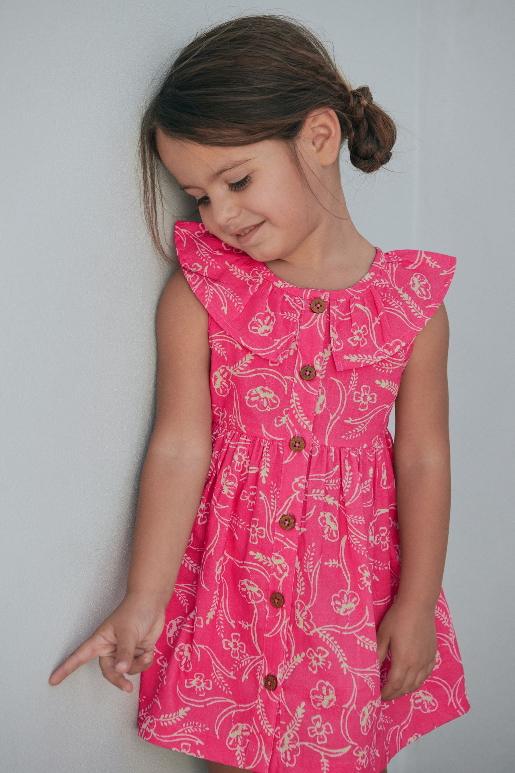 Pink Floral Ruffle Collar Dress (3mths-8yrs)