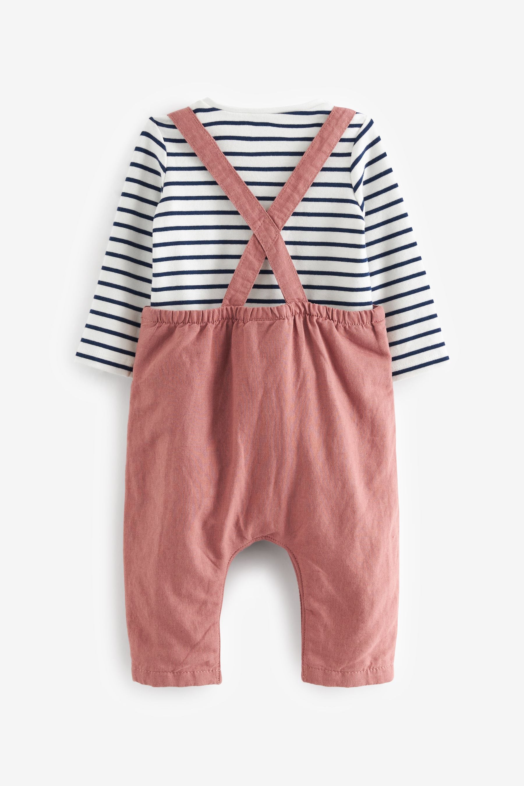 Rust Brown Baby 2 Piece Dungarees and Bodysuit Set (0mths-2yrs)