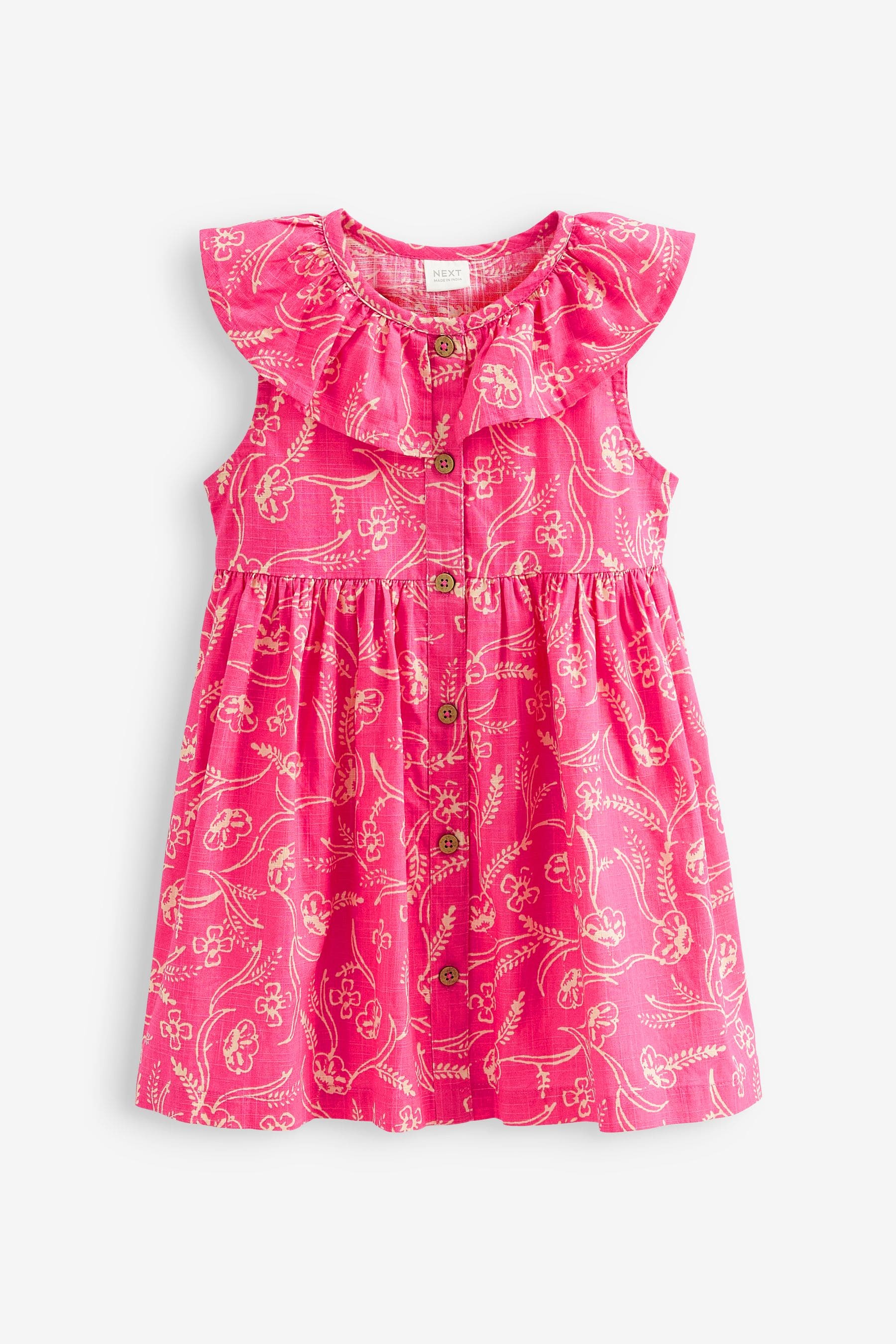 Pink Floral Ruffle Collar Dress (3mths-8yrs)