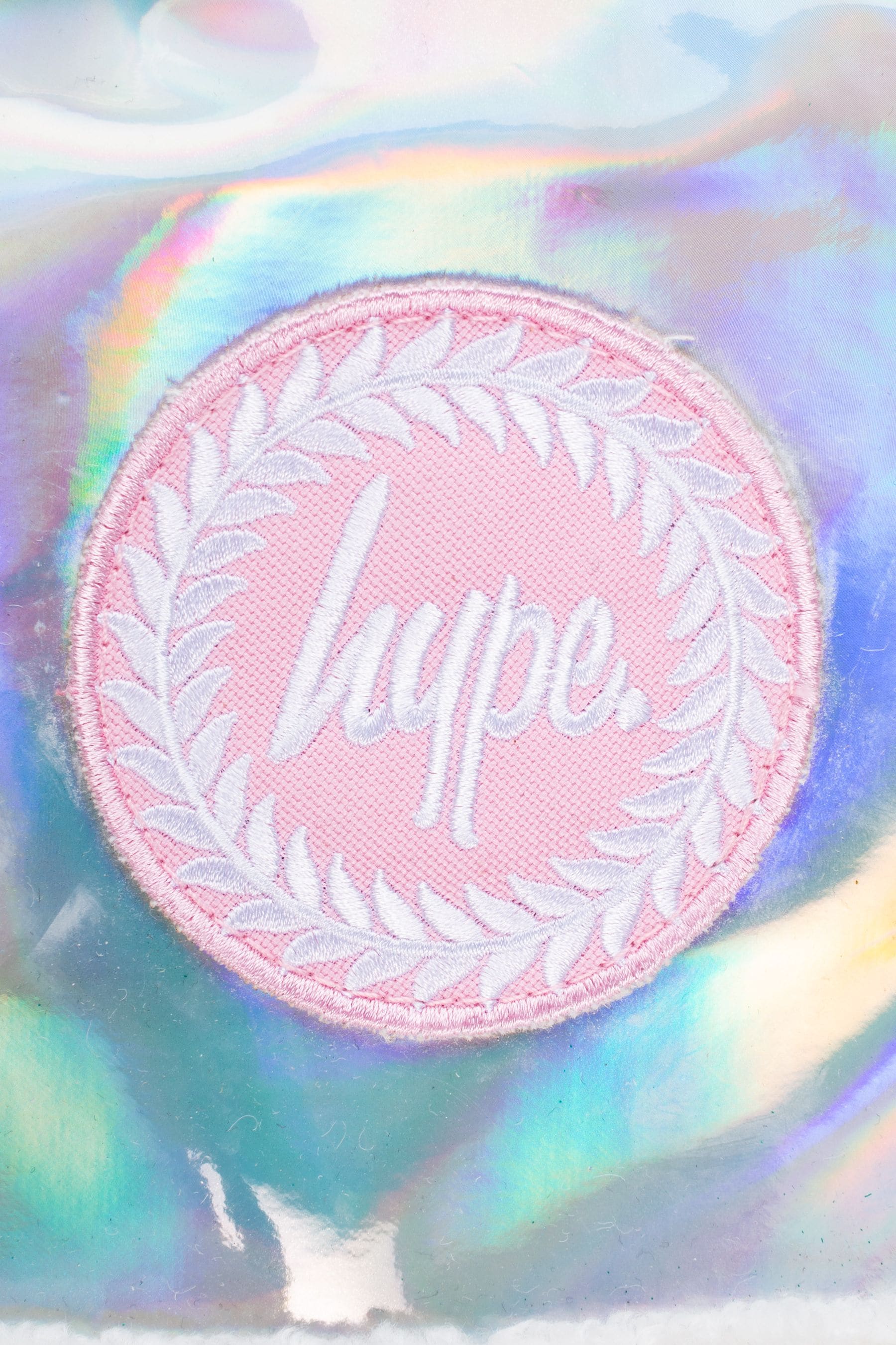 Silver Hype. Unisex Silver Holographic Unicorn Crest Backpack