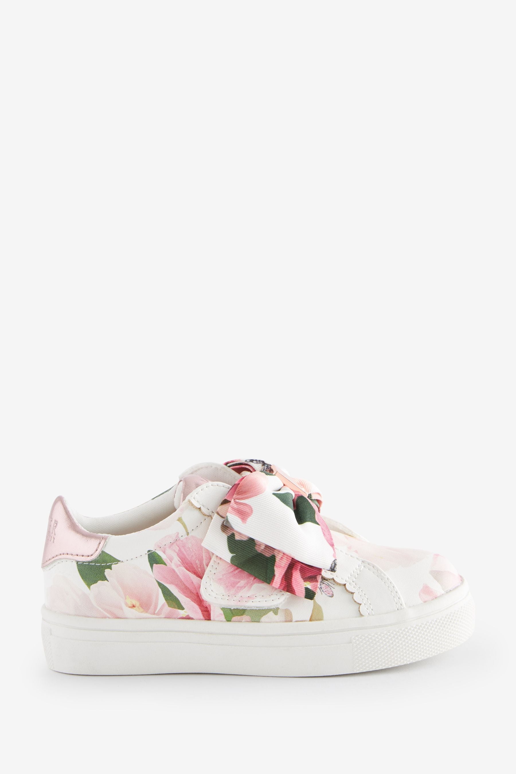 White Baker by Ted Baker Girls Floral Printed Bow White Trainers