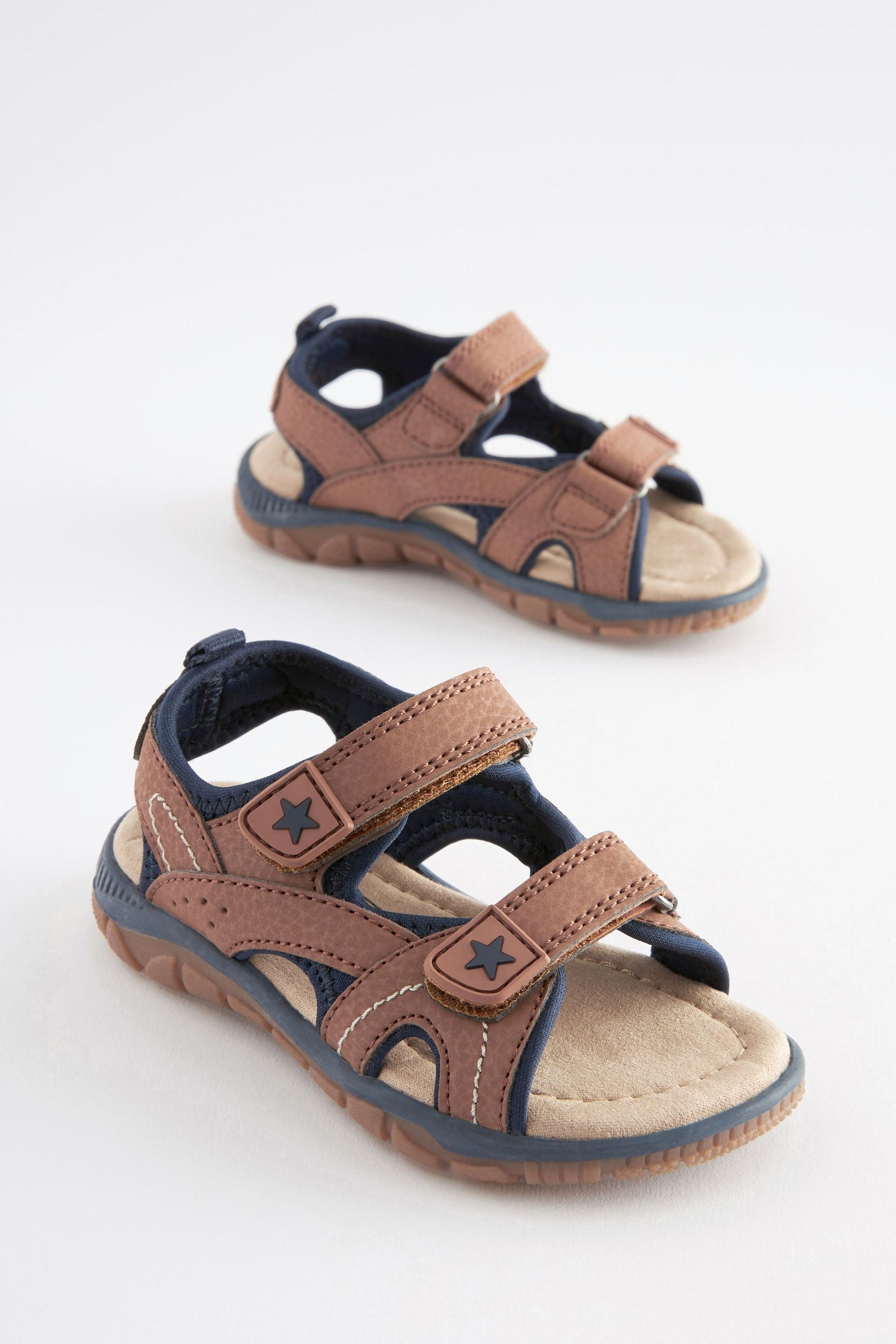 Tan Brown Touch Fastening Trekker Sandals