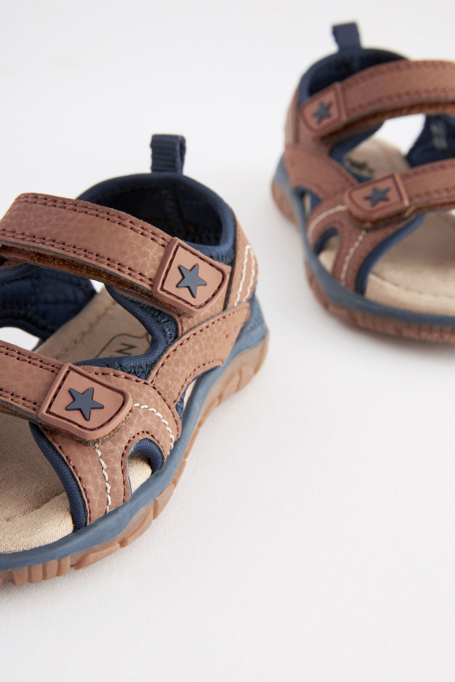 Tan Brown Touch Fastening Trekker Sandals