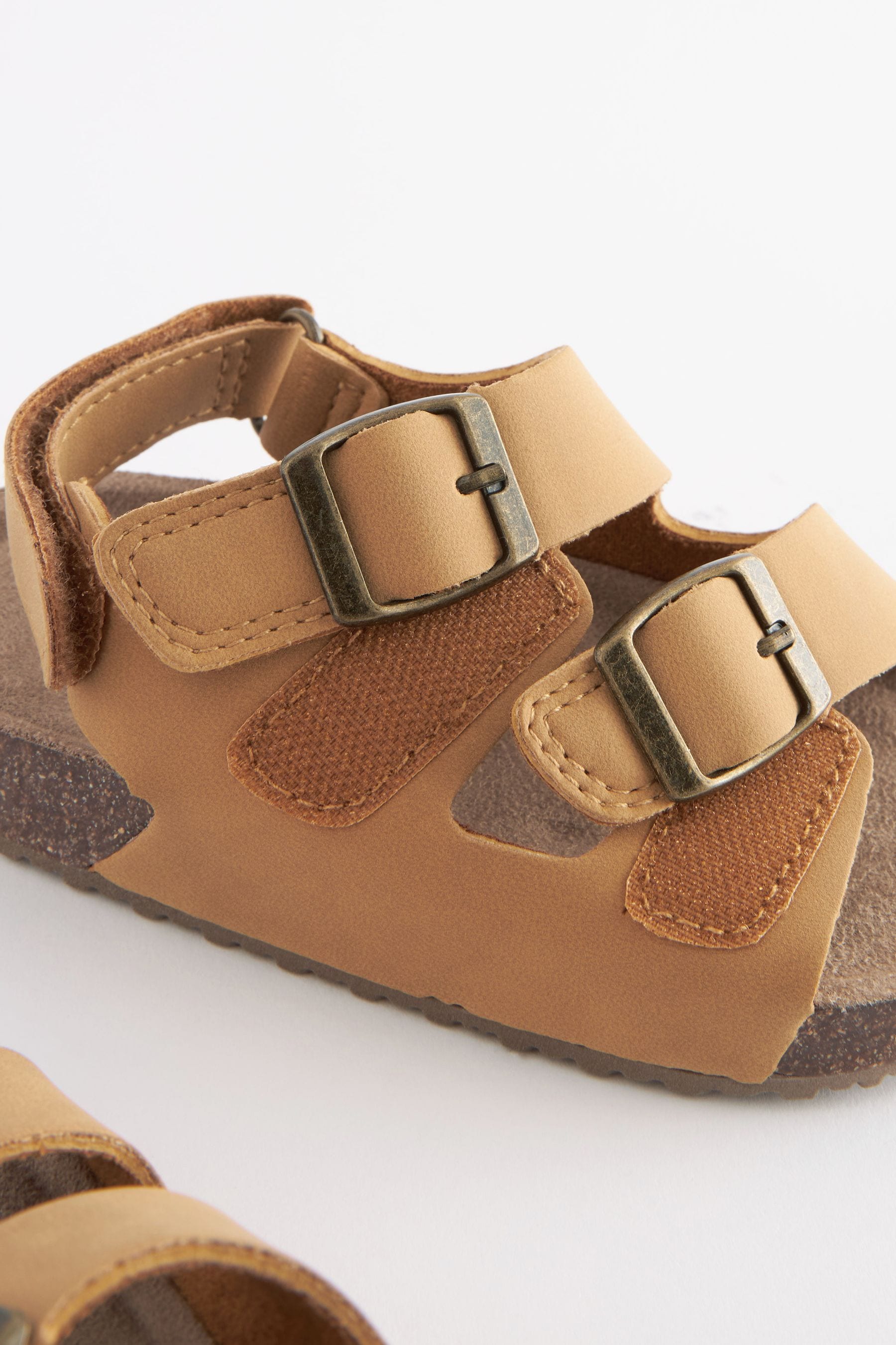 Ochre Yellow Cushioned Footbed Double Buckle Touch Fastening Corkbed Sandals