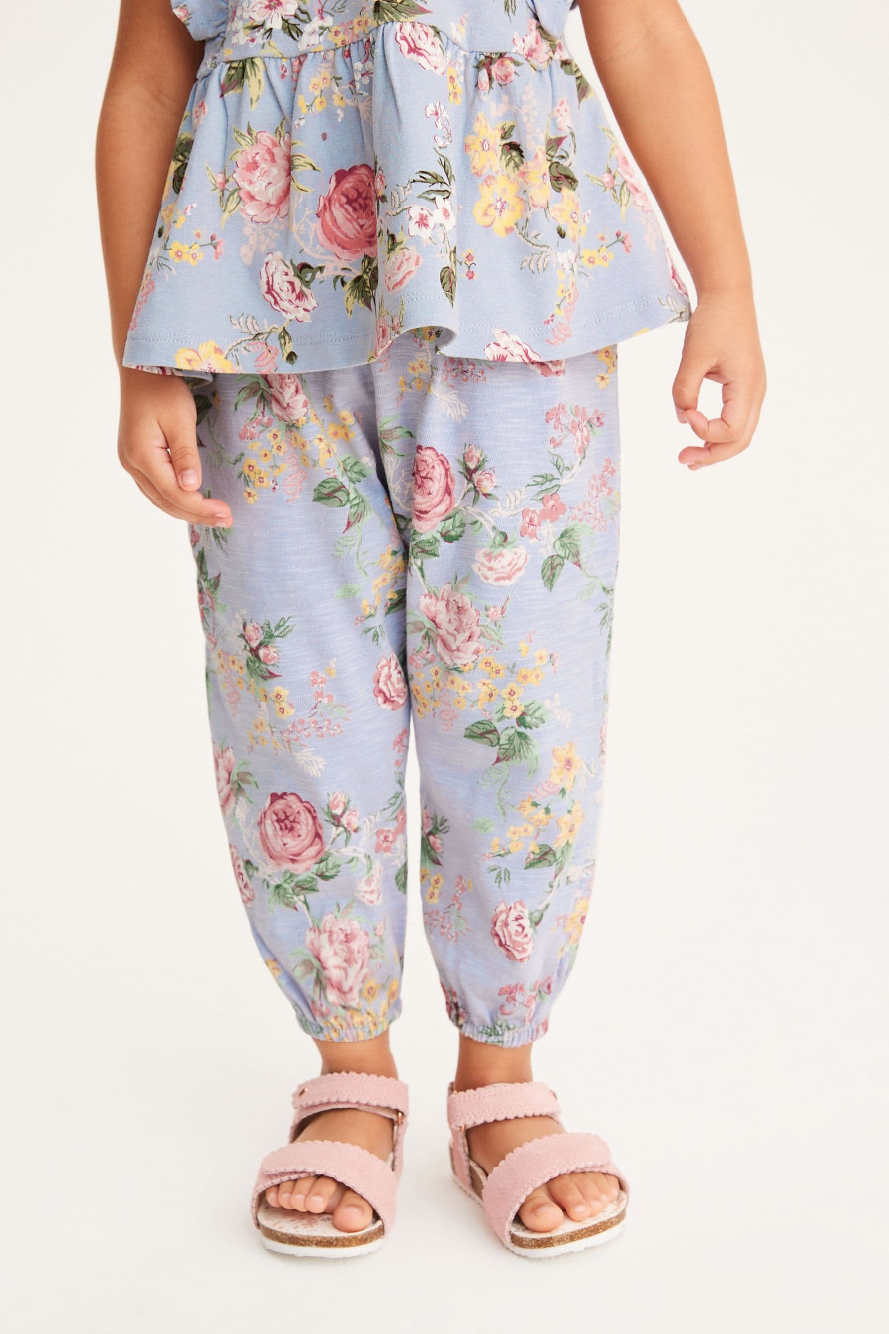 Blue Floral Cotton Trousers (3mths-7yrs)