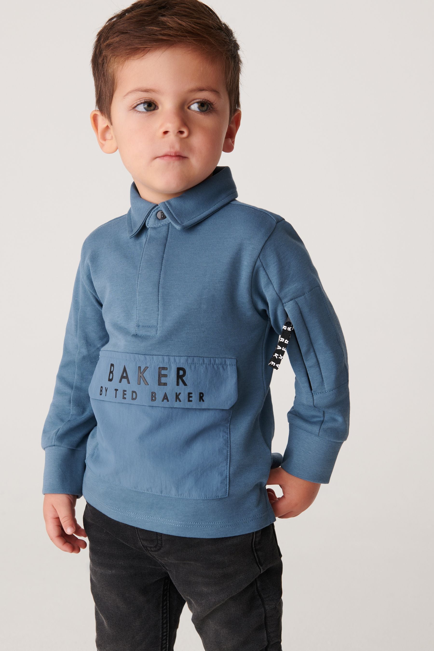 Blue Baker by Ted Baker Long Sleeve Blue Polo