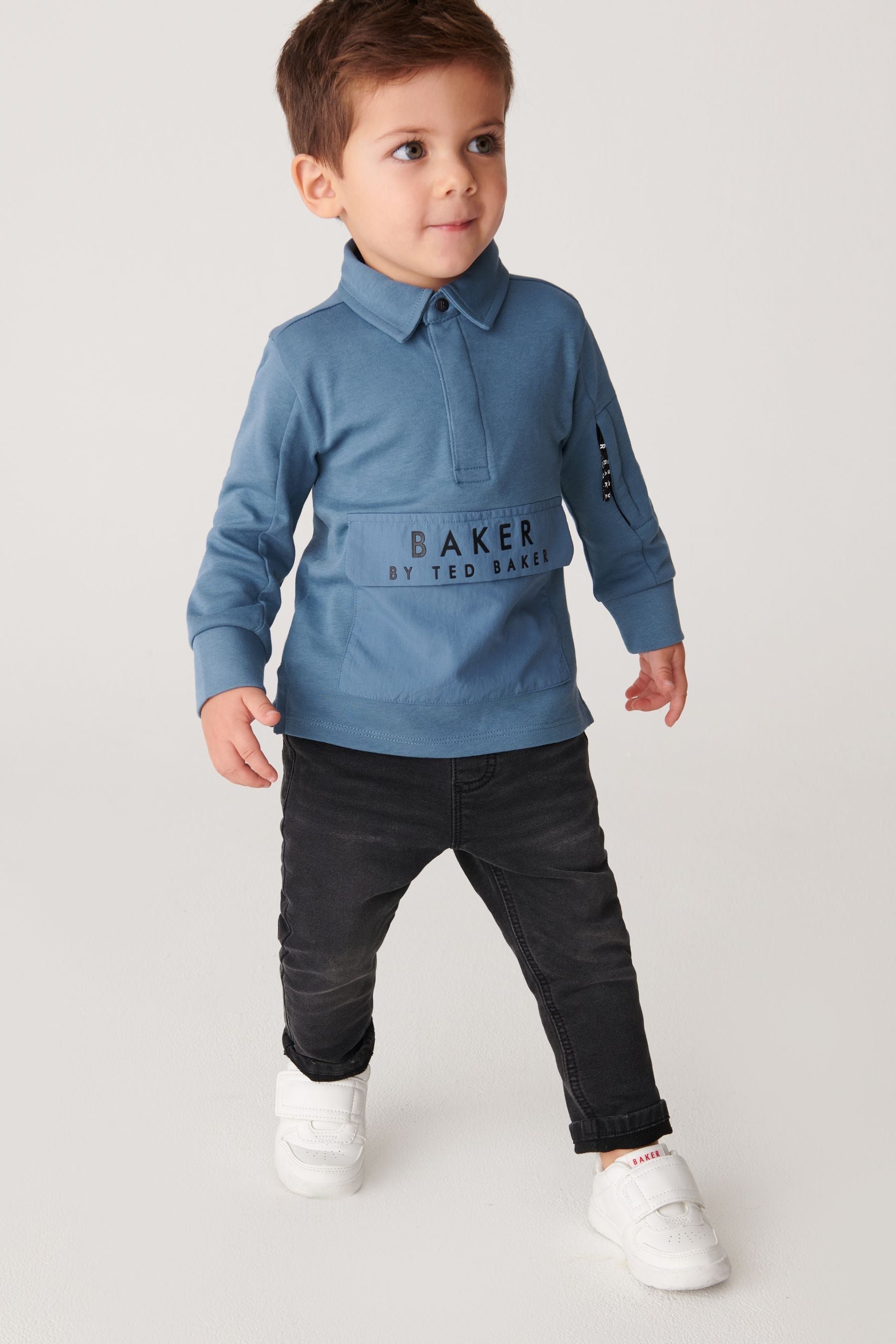 Blue Baker by Ted Baker Long Sleeve Blue Polo