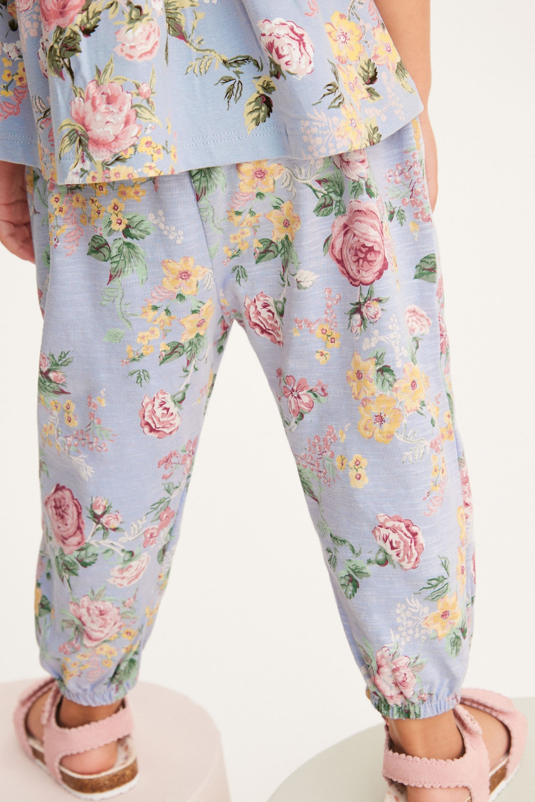 Blue Floral Cotton Trousers (3mths-7yrs)