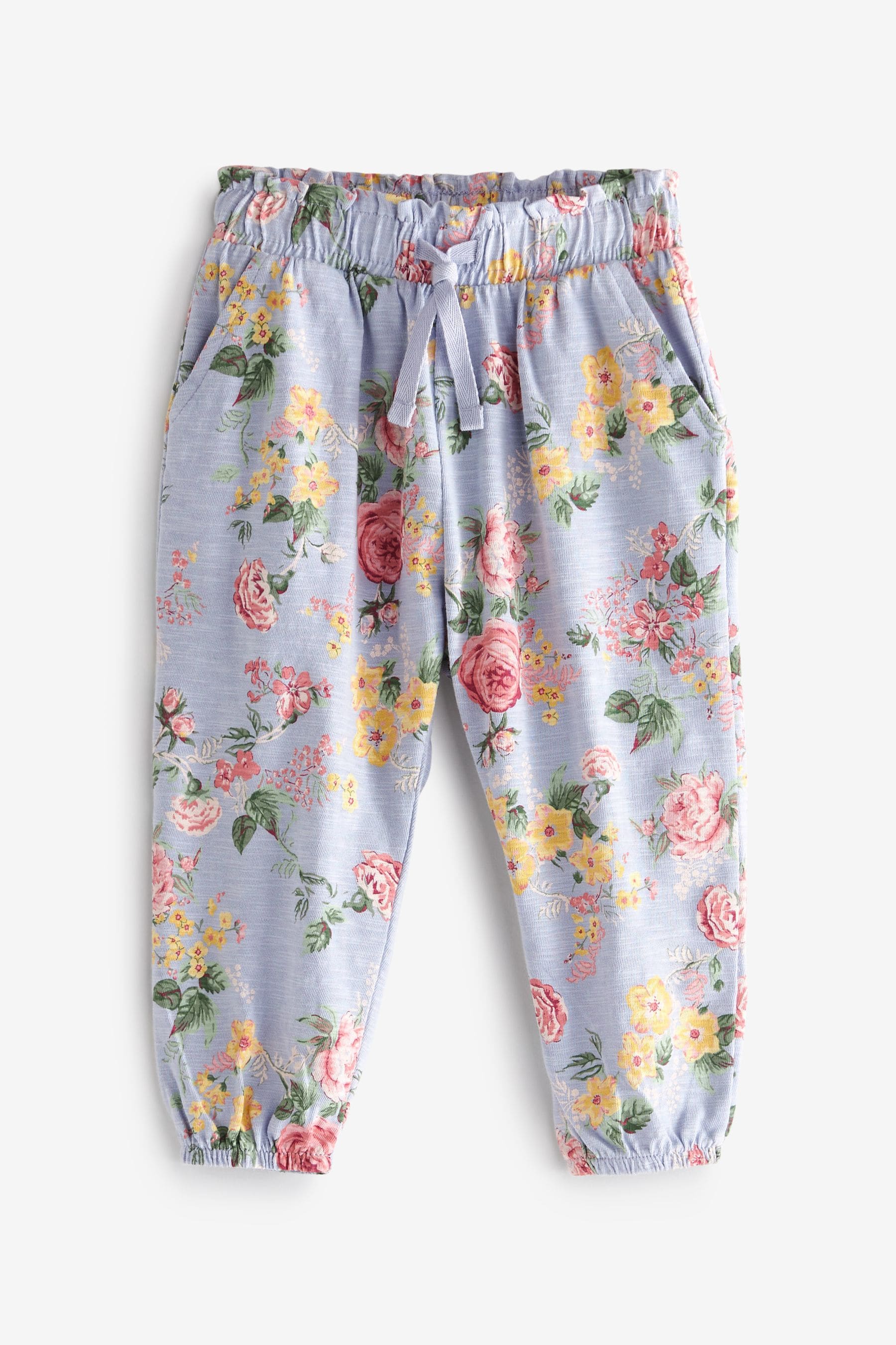 Blue Floral Cotton Trousers (3mths-7yrs)