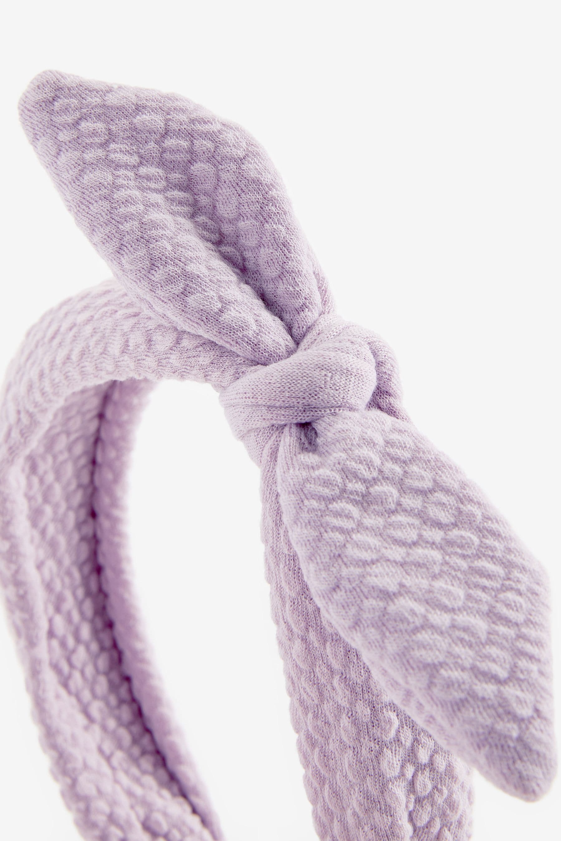 Lilac Purple Textured Bow Aliceband