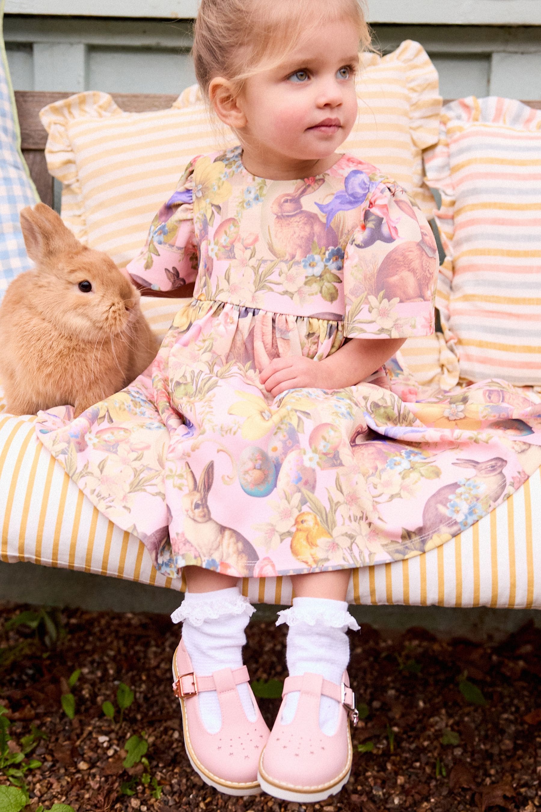 Pink Bunny Ponte Dress (3mths-7yrs)