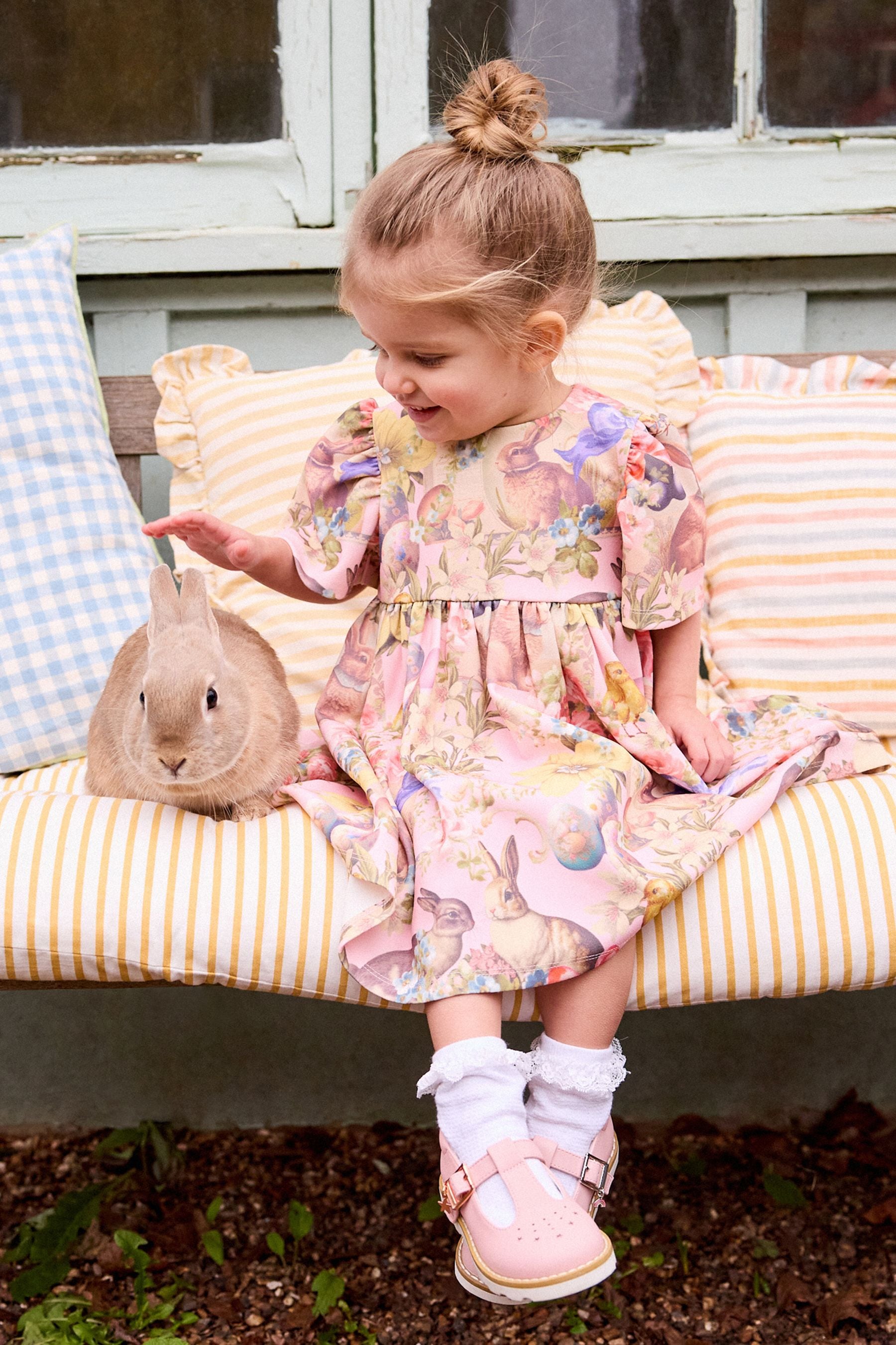 Pink Bunny Ponte Dress (3mths-7yrs)