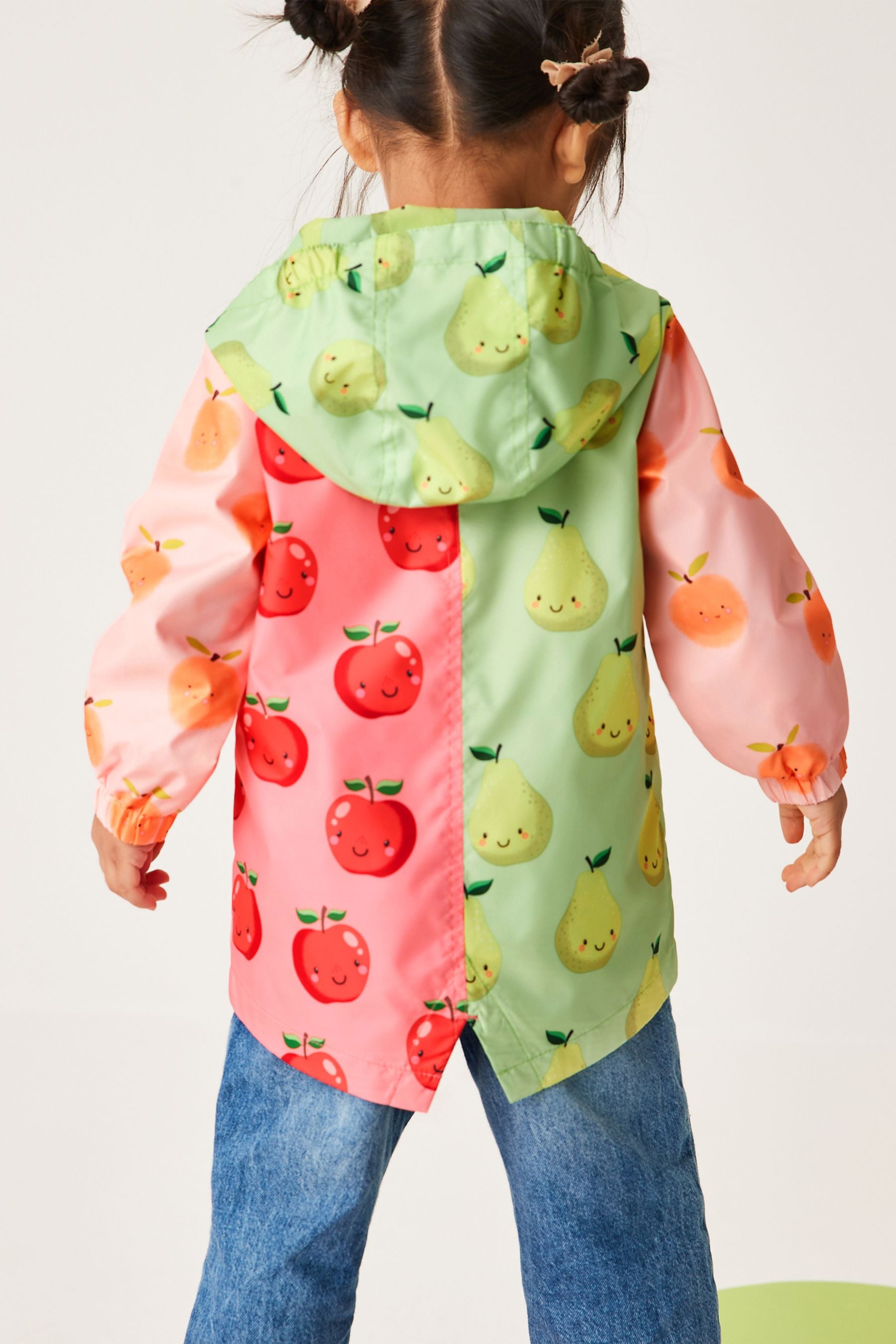 Pink/Green Shower Resistant Fruits Printed Cagoule Jacket (3mths-7yrs)