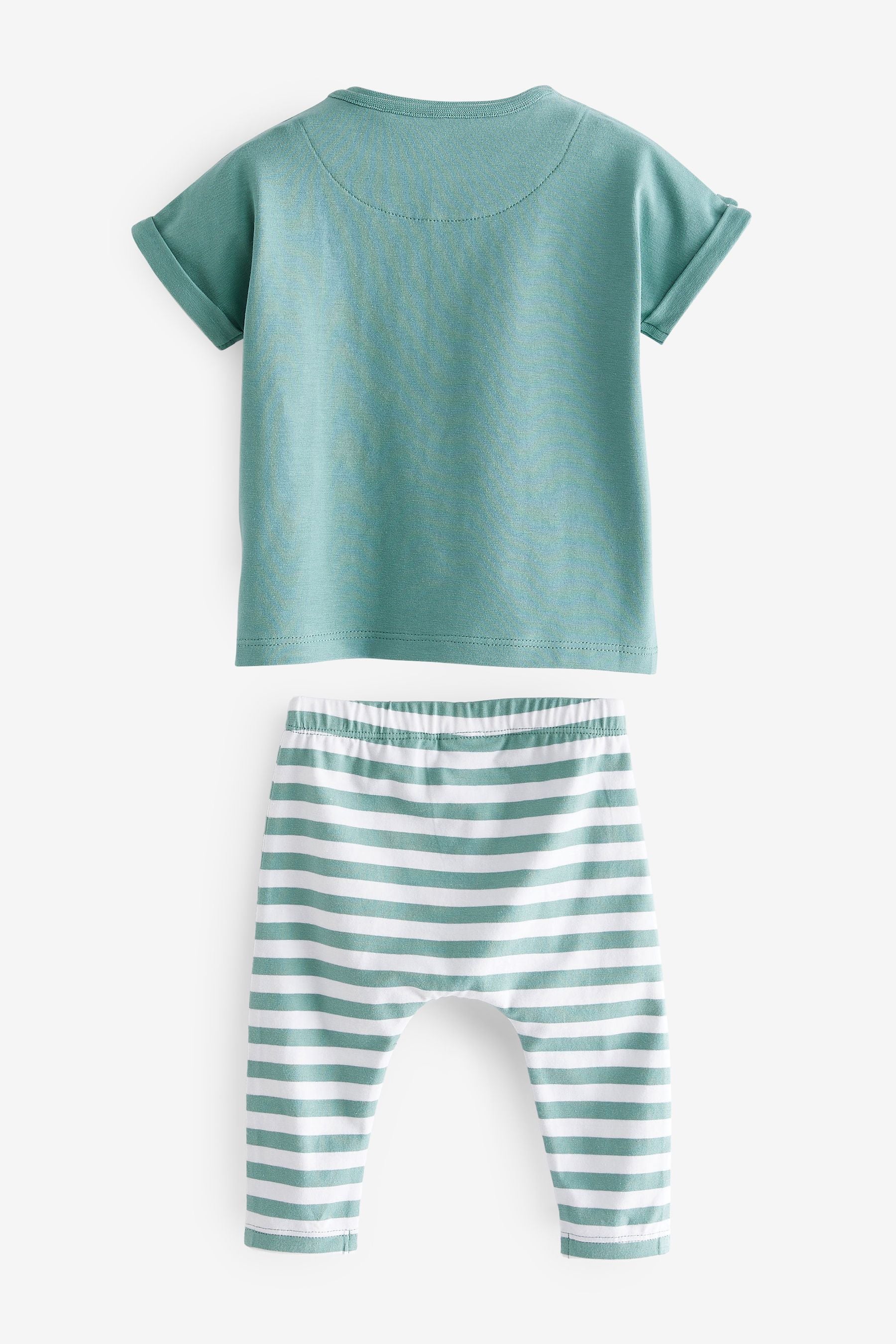 Teal Blue Lion 2 Piece Baby T-Shirt And Leggings Set