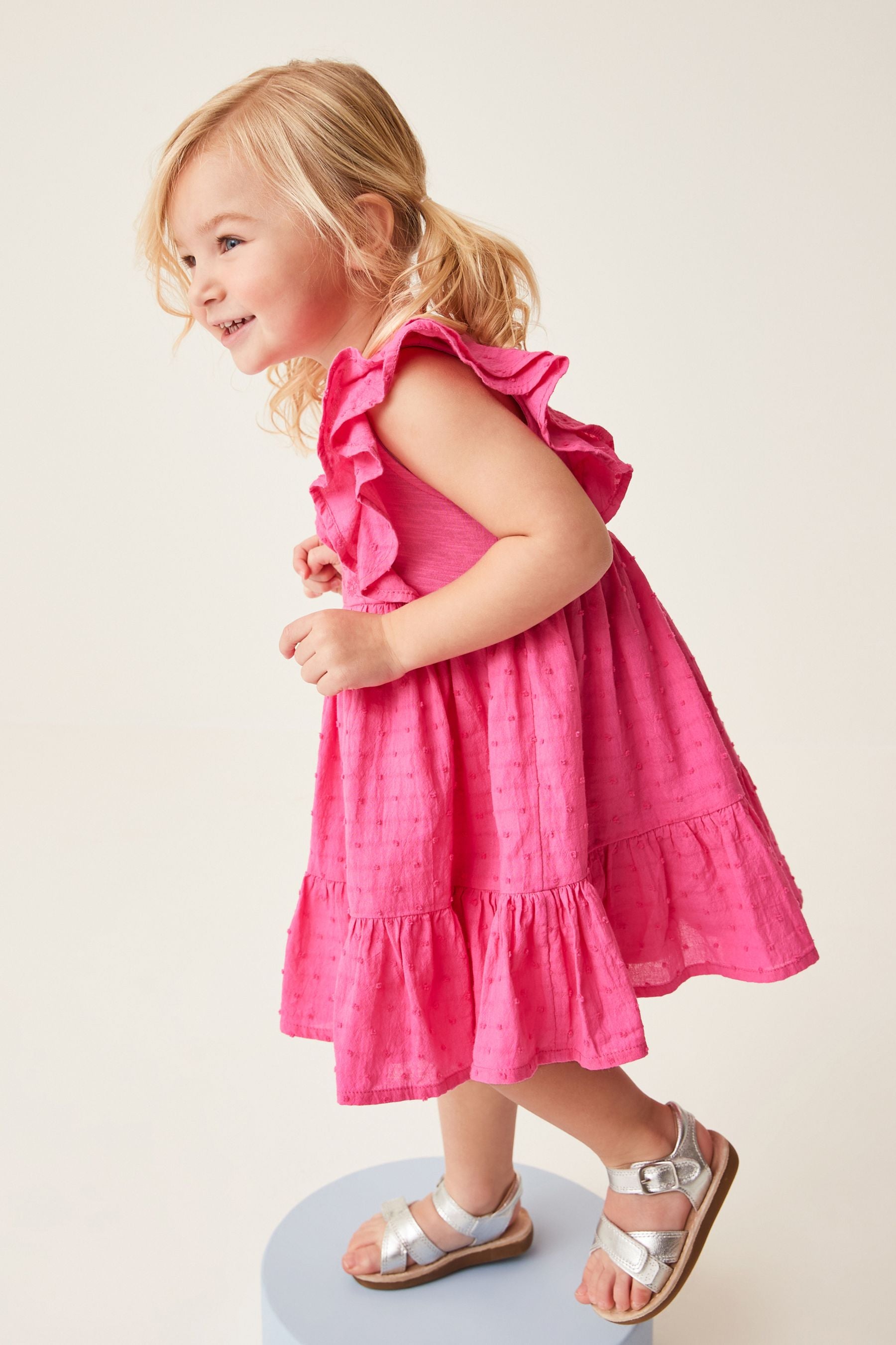 Pink Jersey Woven Mix Embroidered Dress (3mths-7yrs)