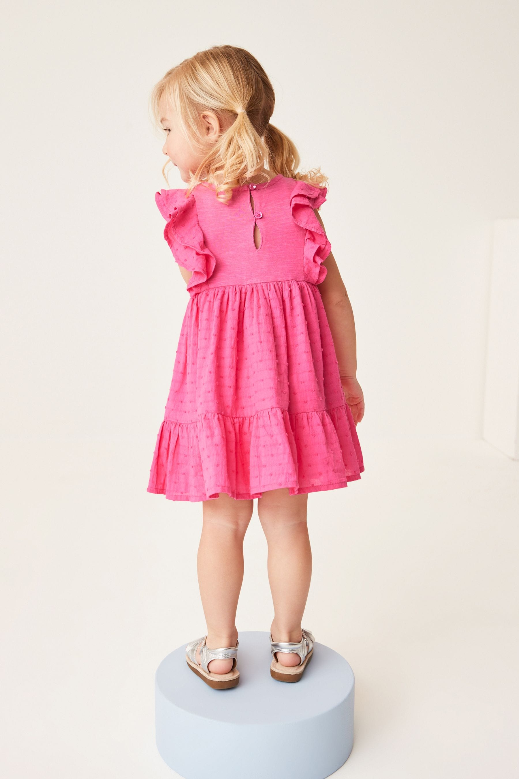 Pink Jersey Woven Mix Embroidered Dress (3mths-7yrs)