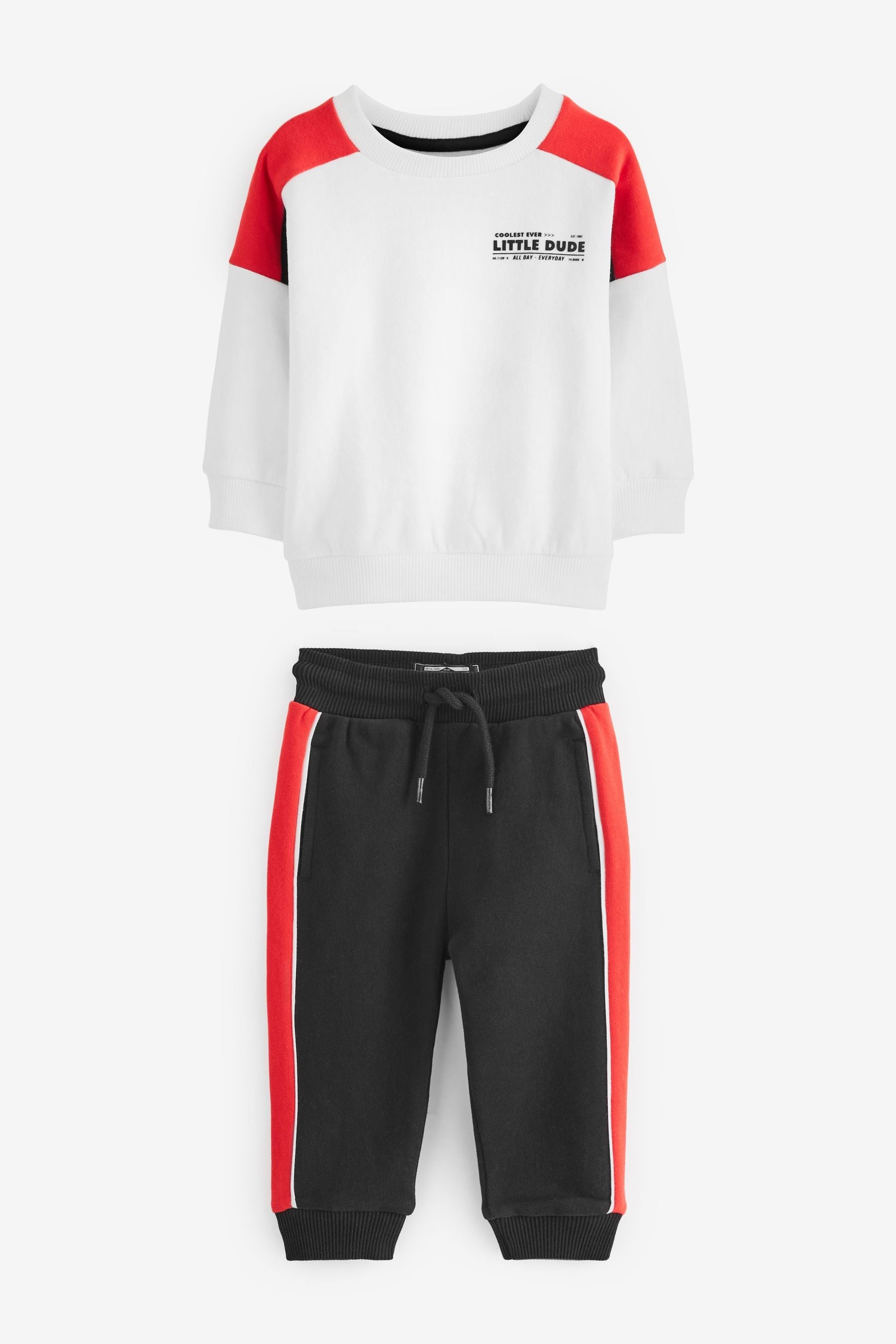 Black/White/Red Sweatshirt And Joggers Set (3mths-7yrs)