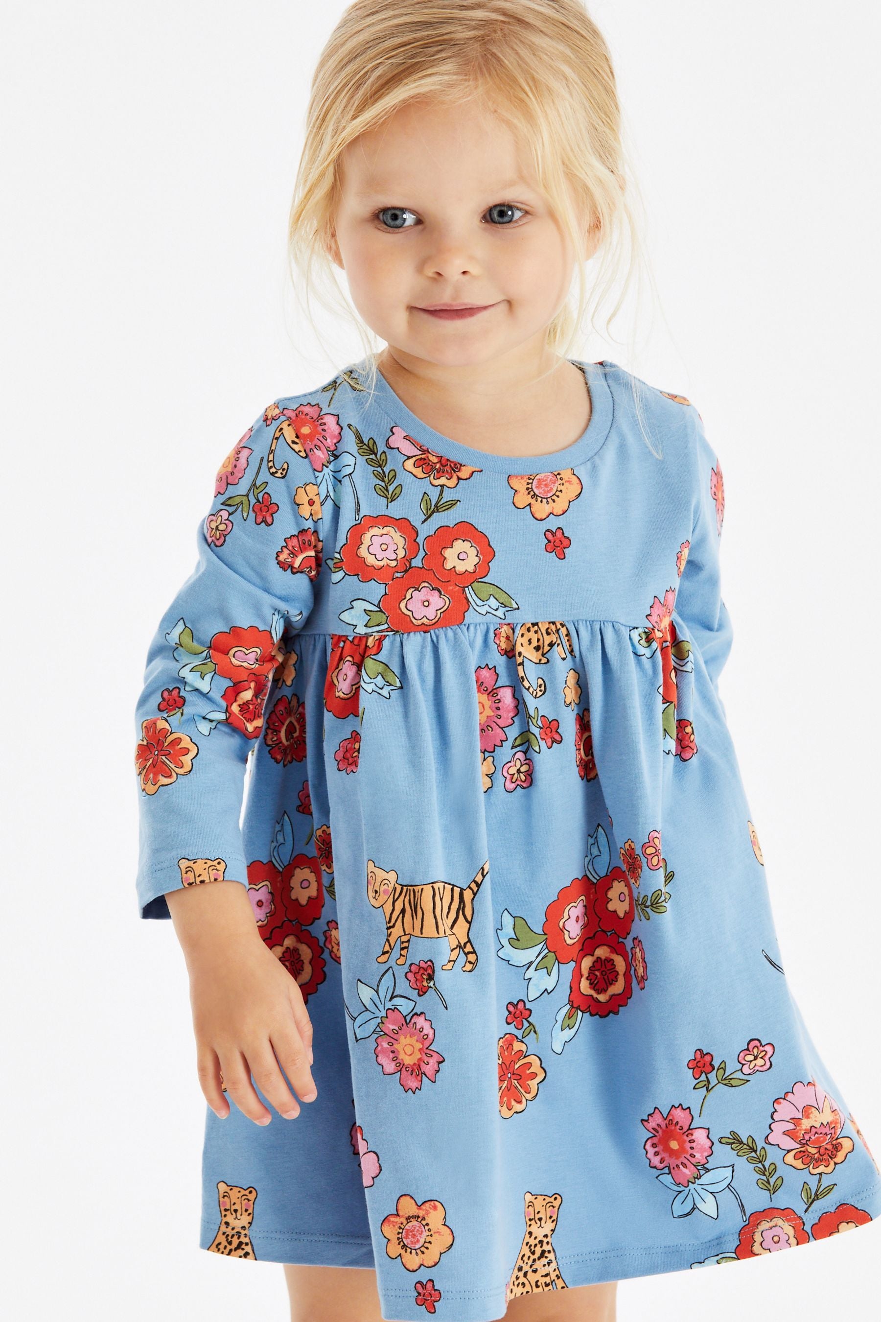 Blue Long Sleeve Jersey Dress (3mths-7yrs)