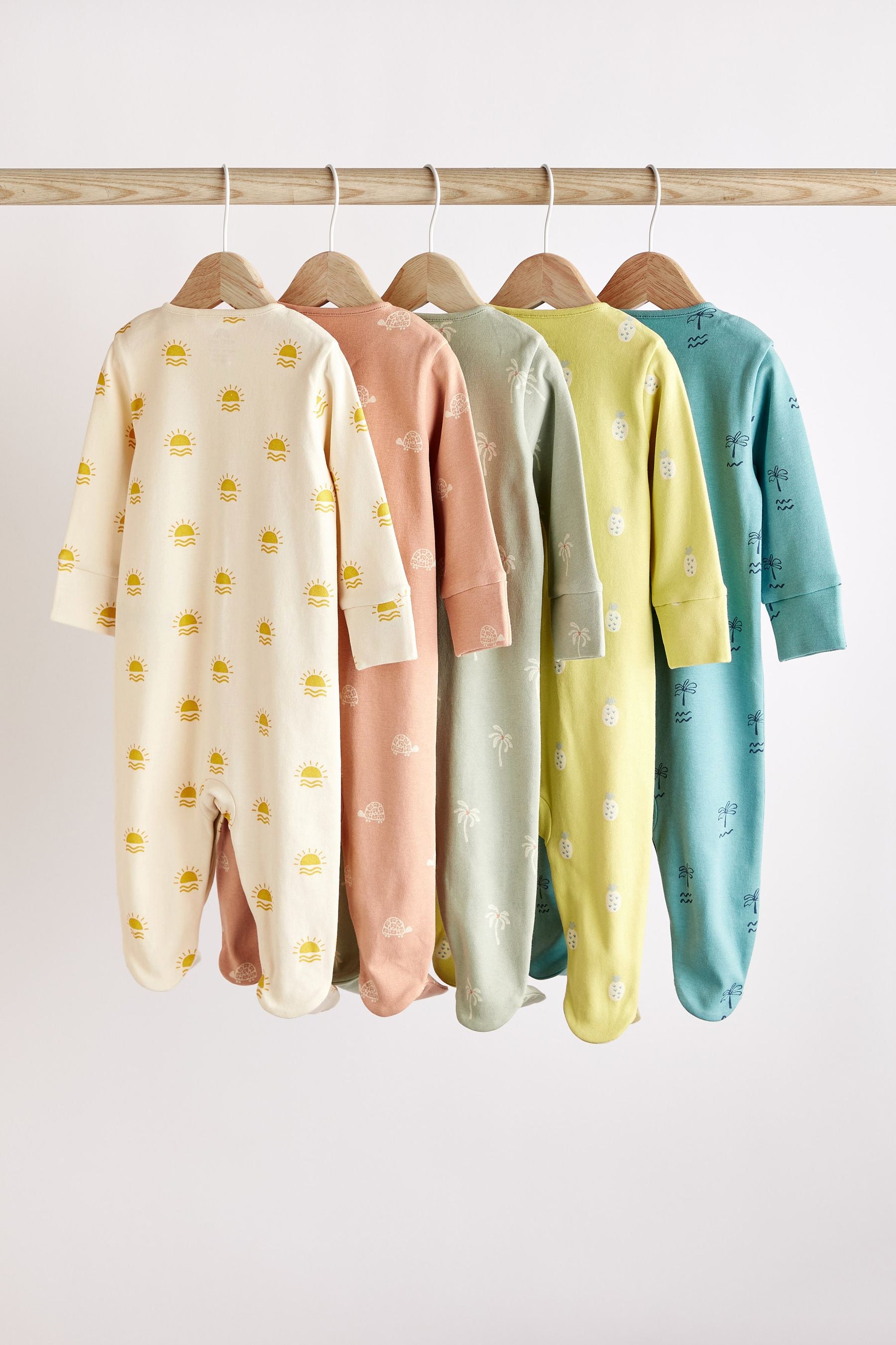 Multi Baby Sleepsuits 5 Pack (0mths-2yrs)