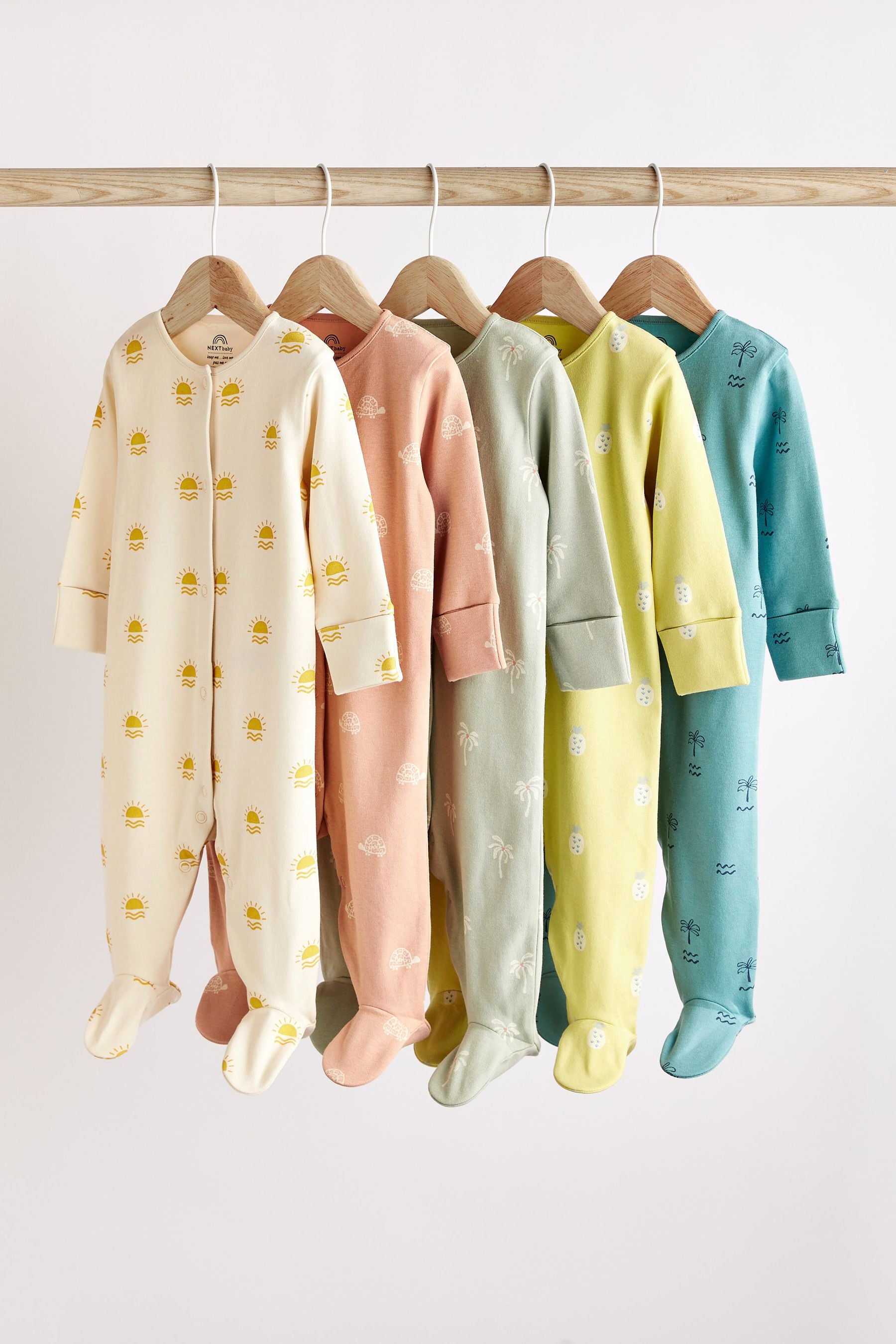 Multi Baby Sleepsuits 5 Pack (0mths-2yrs)