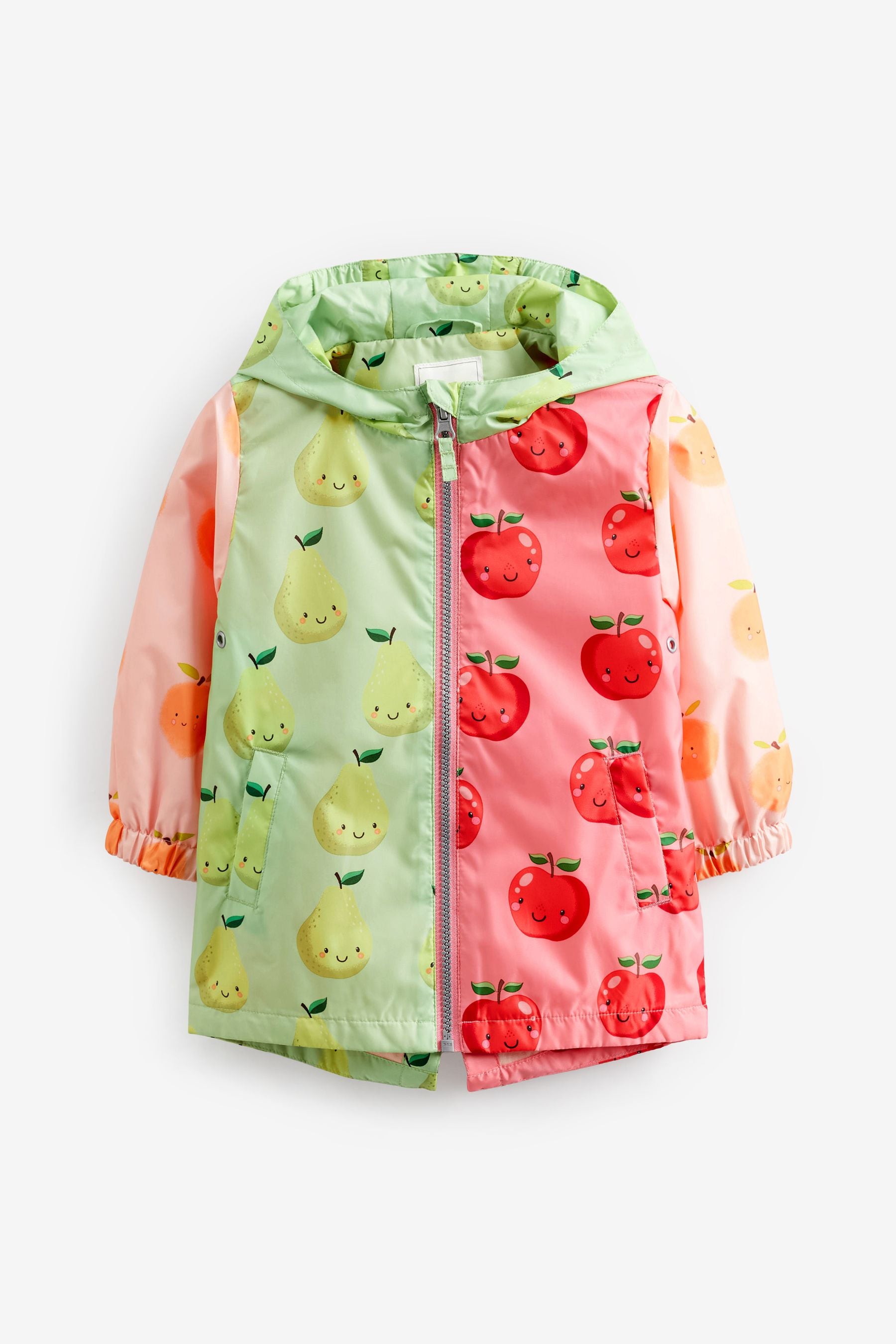 Pink/Green Shower Resistant Fruits Printed Cagoule Jacket (3mths-7yrs)