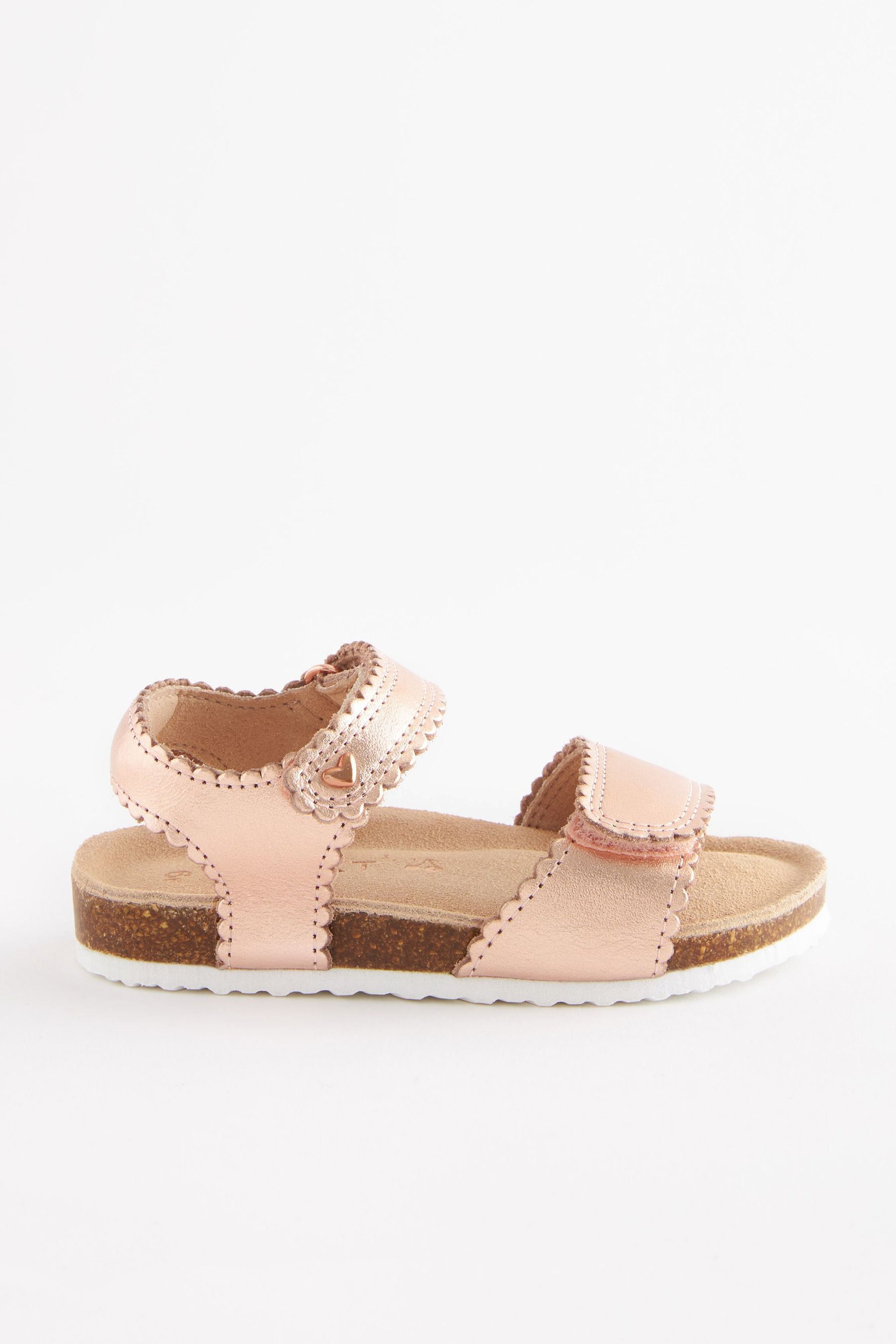 Rose Gold Leather Corkbed Sandals