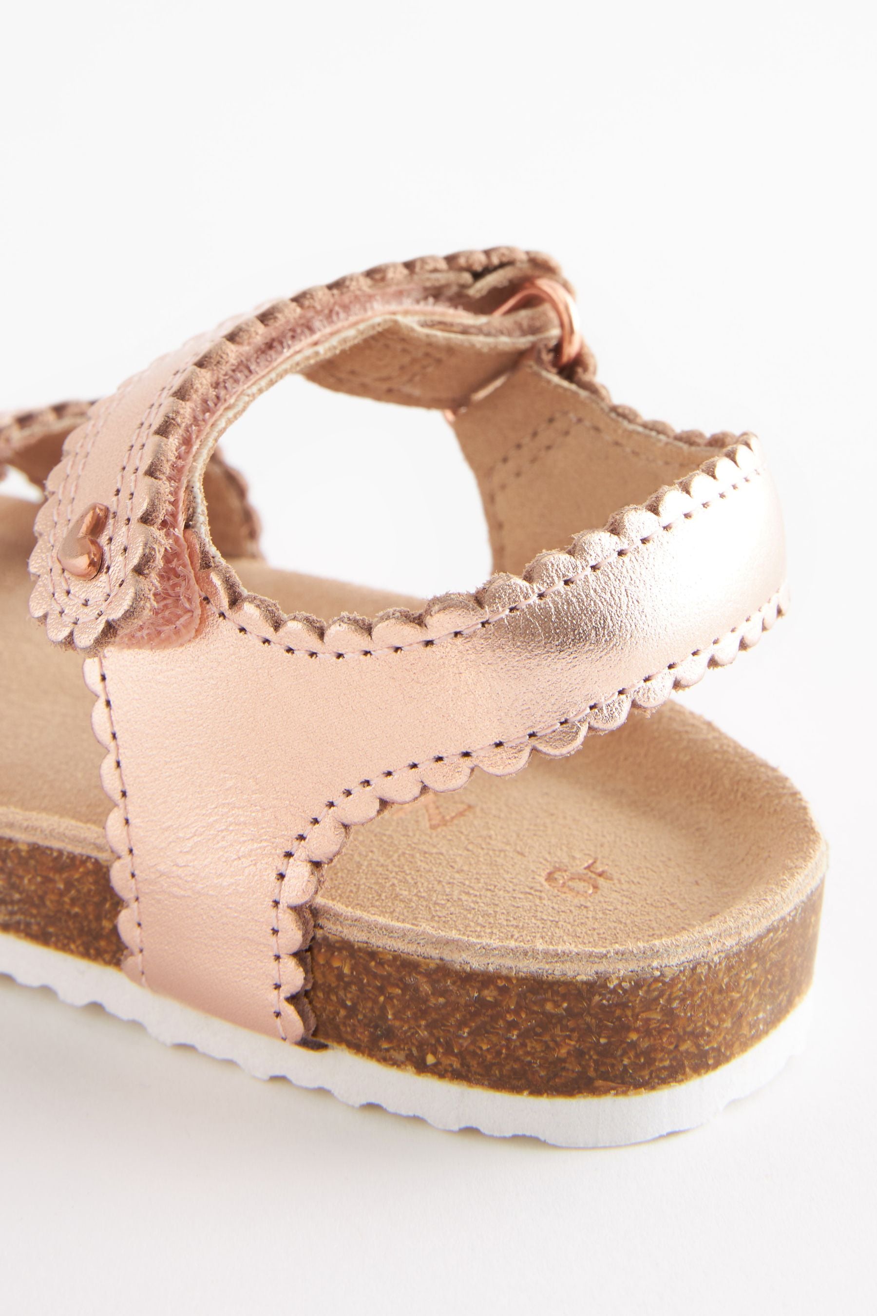 Rose Gold Leather Corkbed Sandals