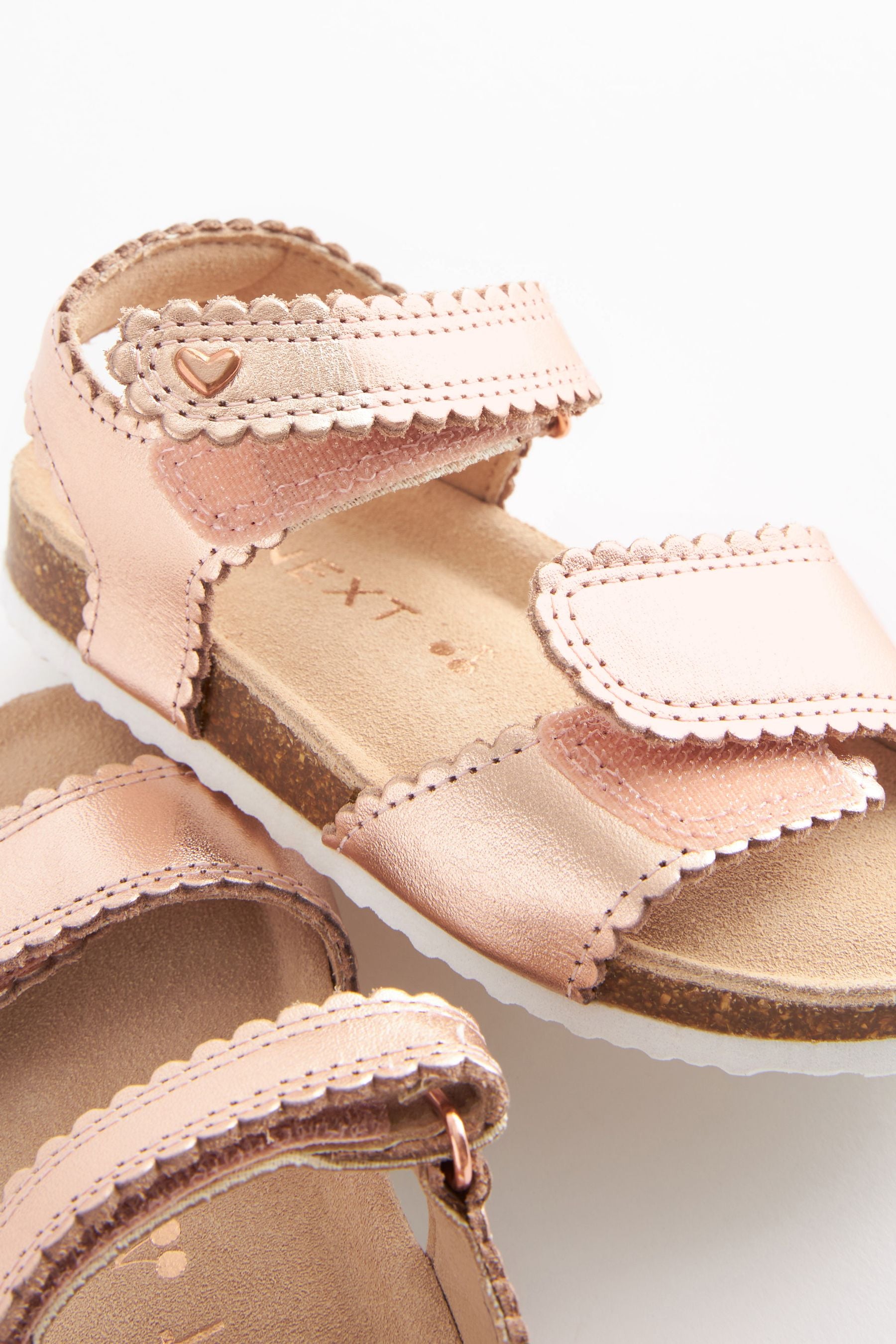 Rose Gold Leather Corkbed Sandals