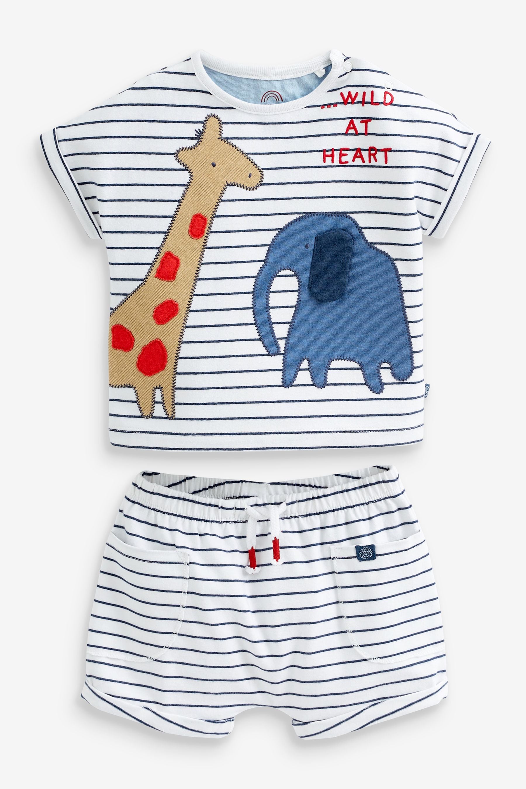 Navy/White Safari Baby T-Shirt And Shorts 2 Piece Set