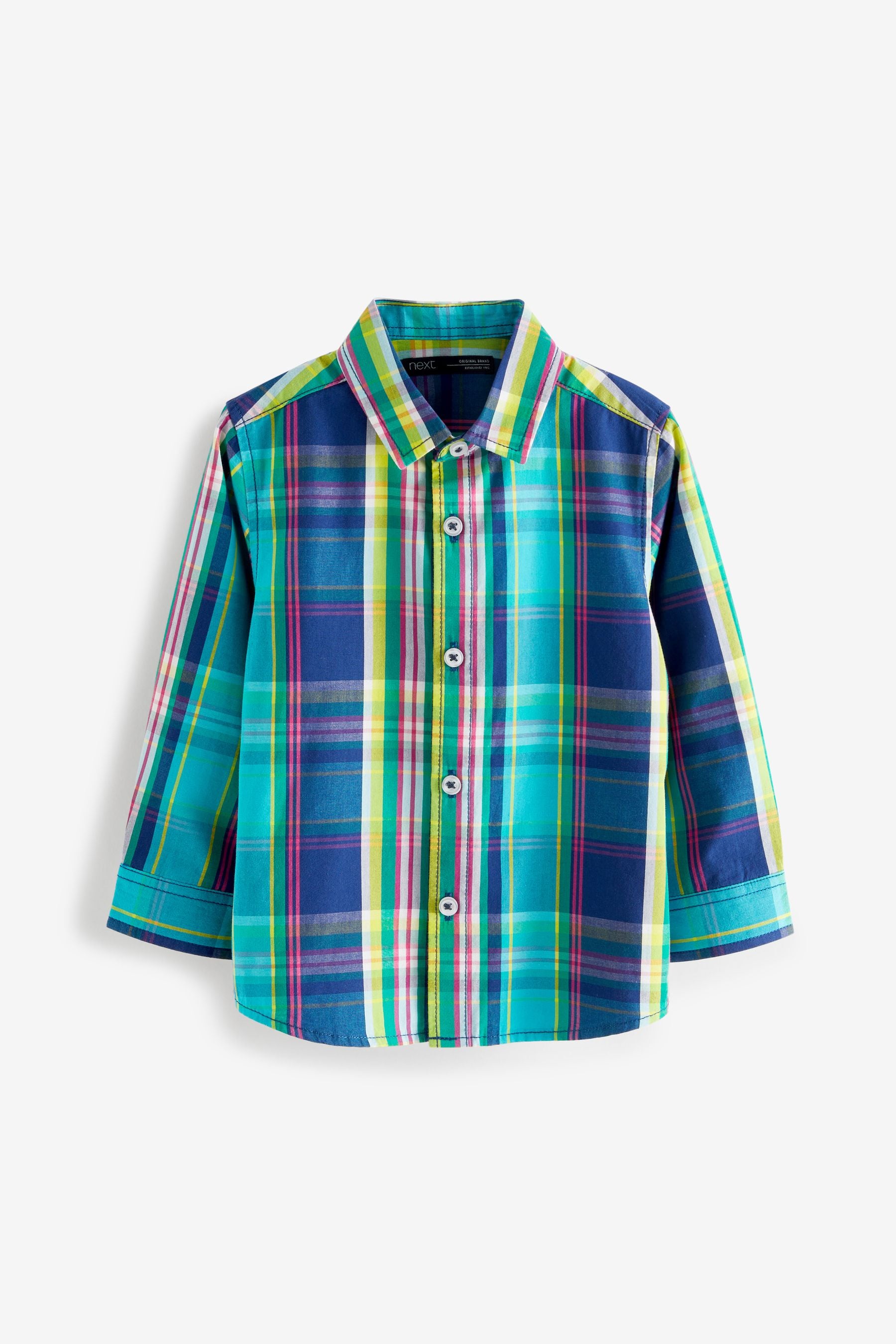 Turquoise Blue Check Long Sleeve Shirt (3mths-7yrs)