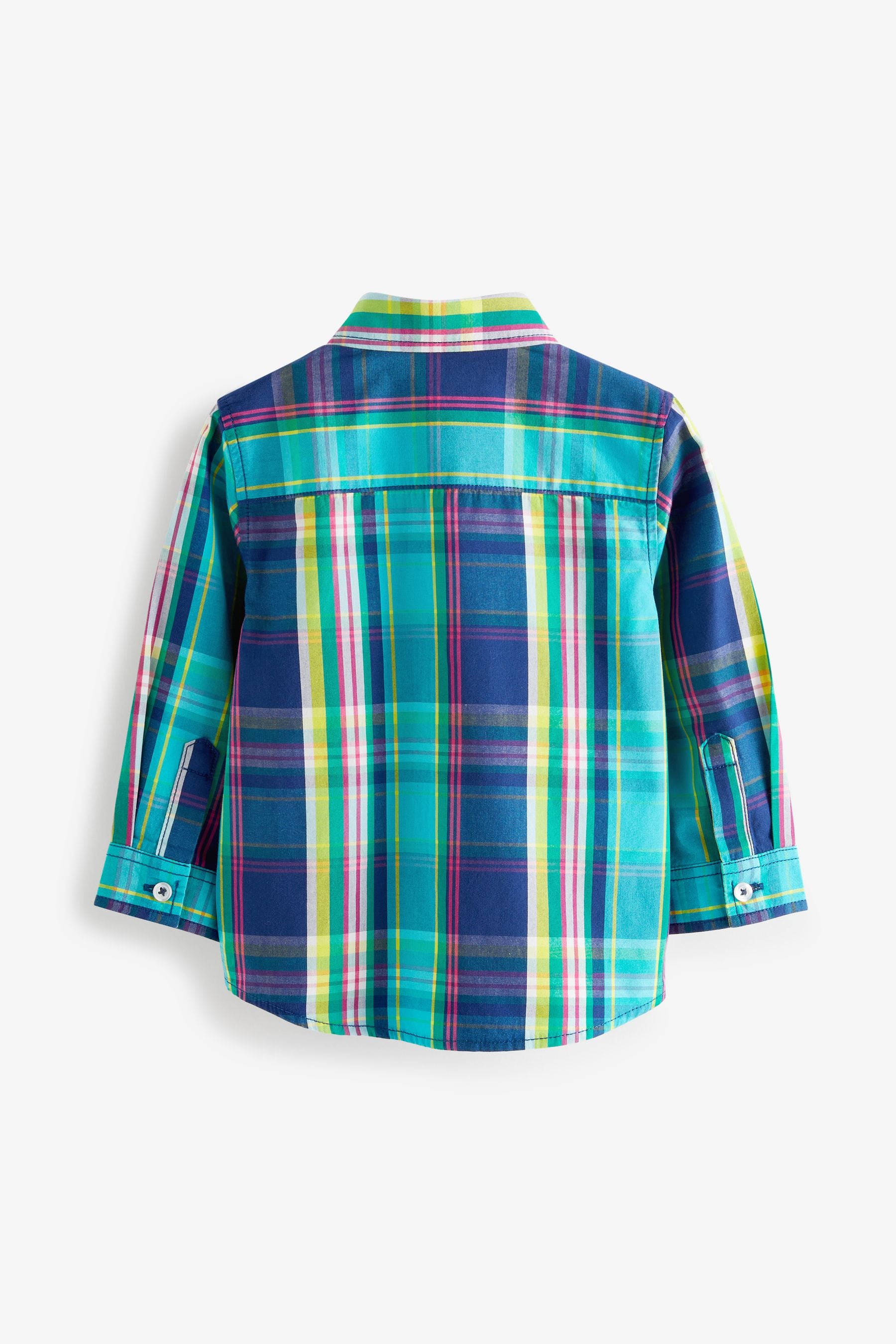 Turquoise Blue Check Long Sleeve Shirt (3mths-7yrs)