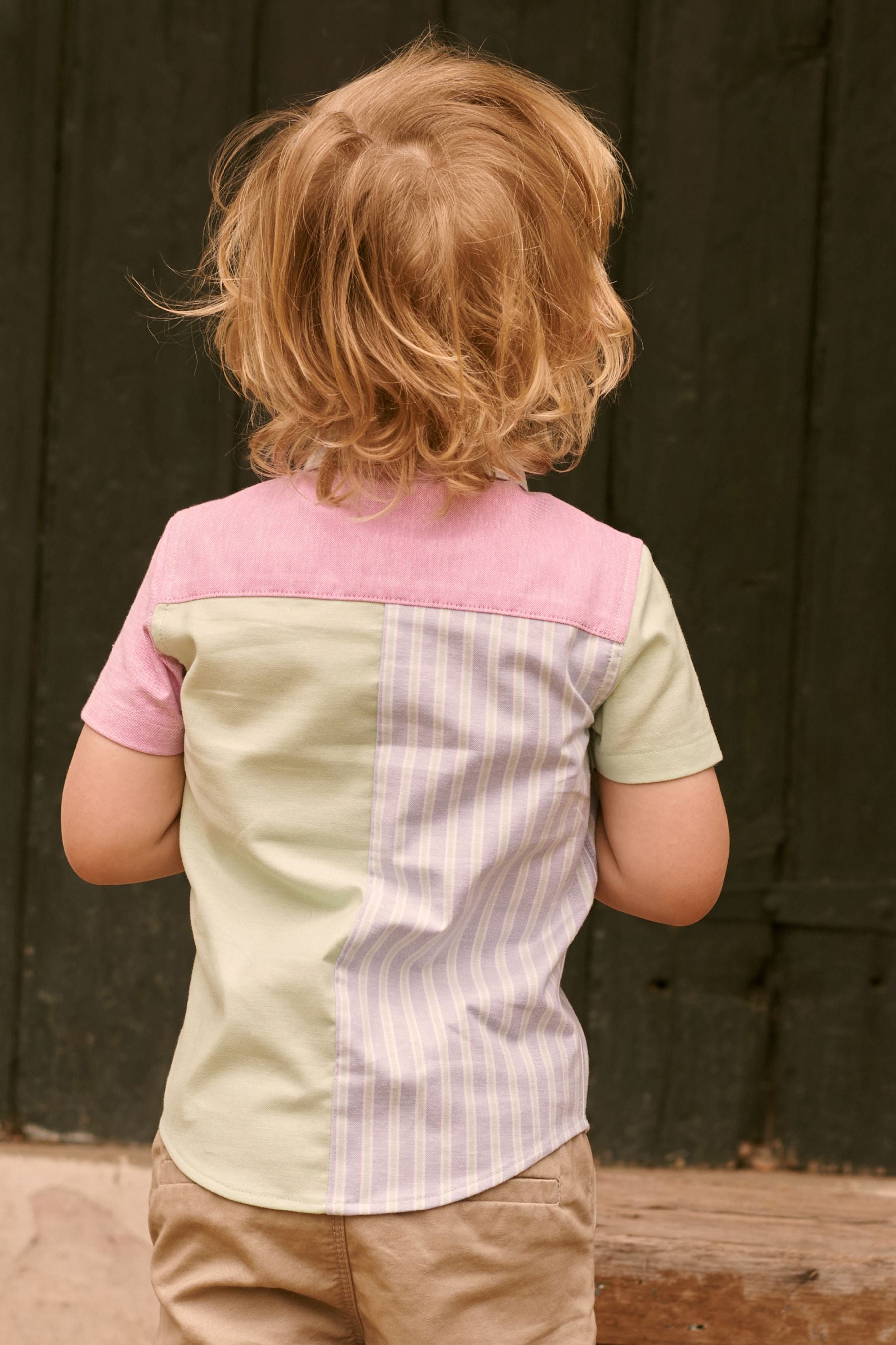 Pastel/Blue Stripe Colourblock Short Sleeve Shirt (3mths-7yrs)