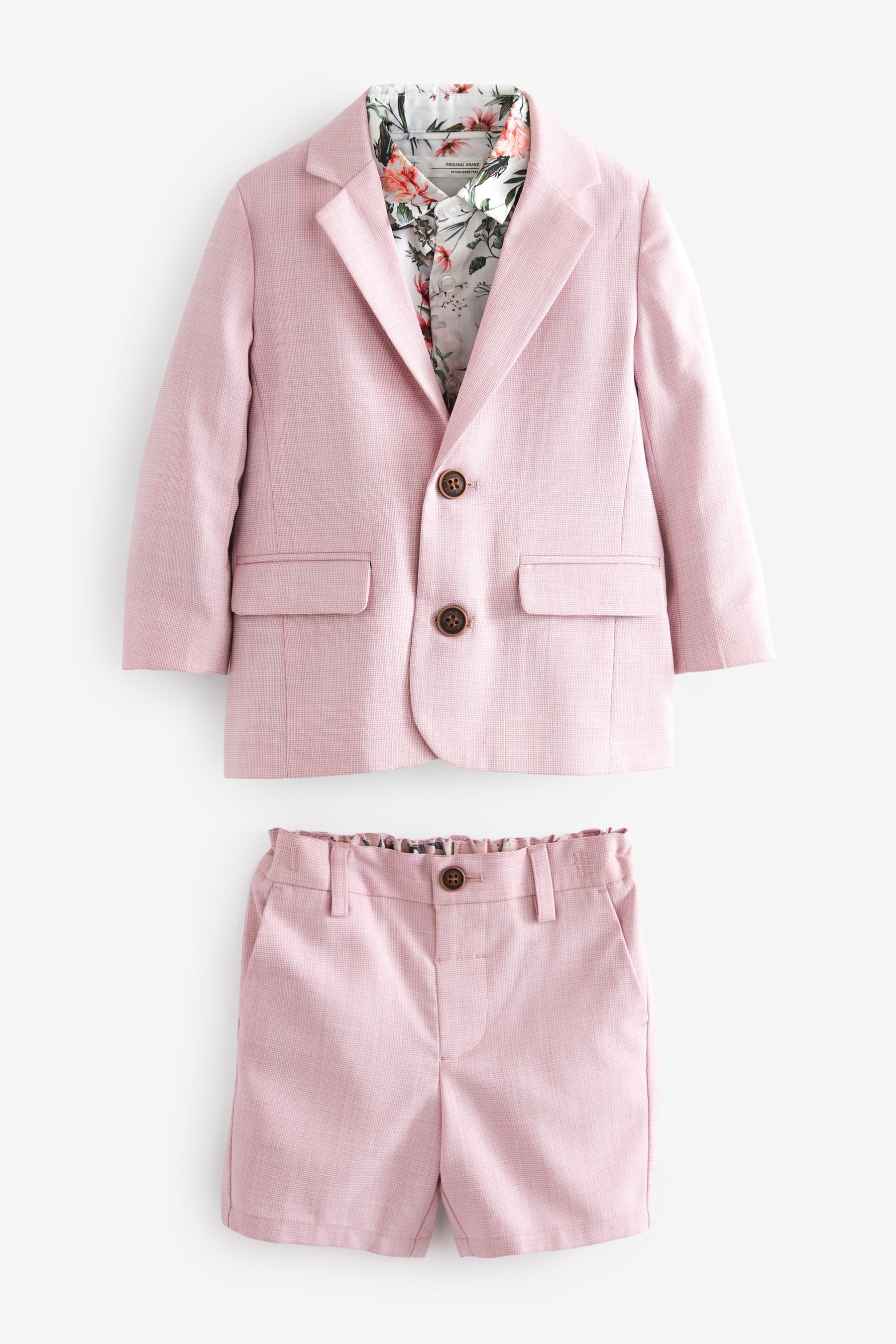 Pink Blazer And Shorts With Floral Shirt Set (3mths-9yrs)